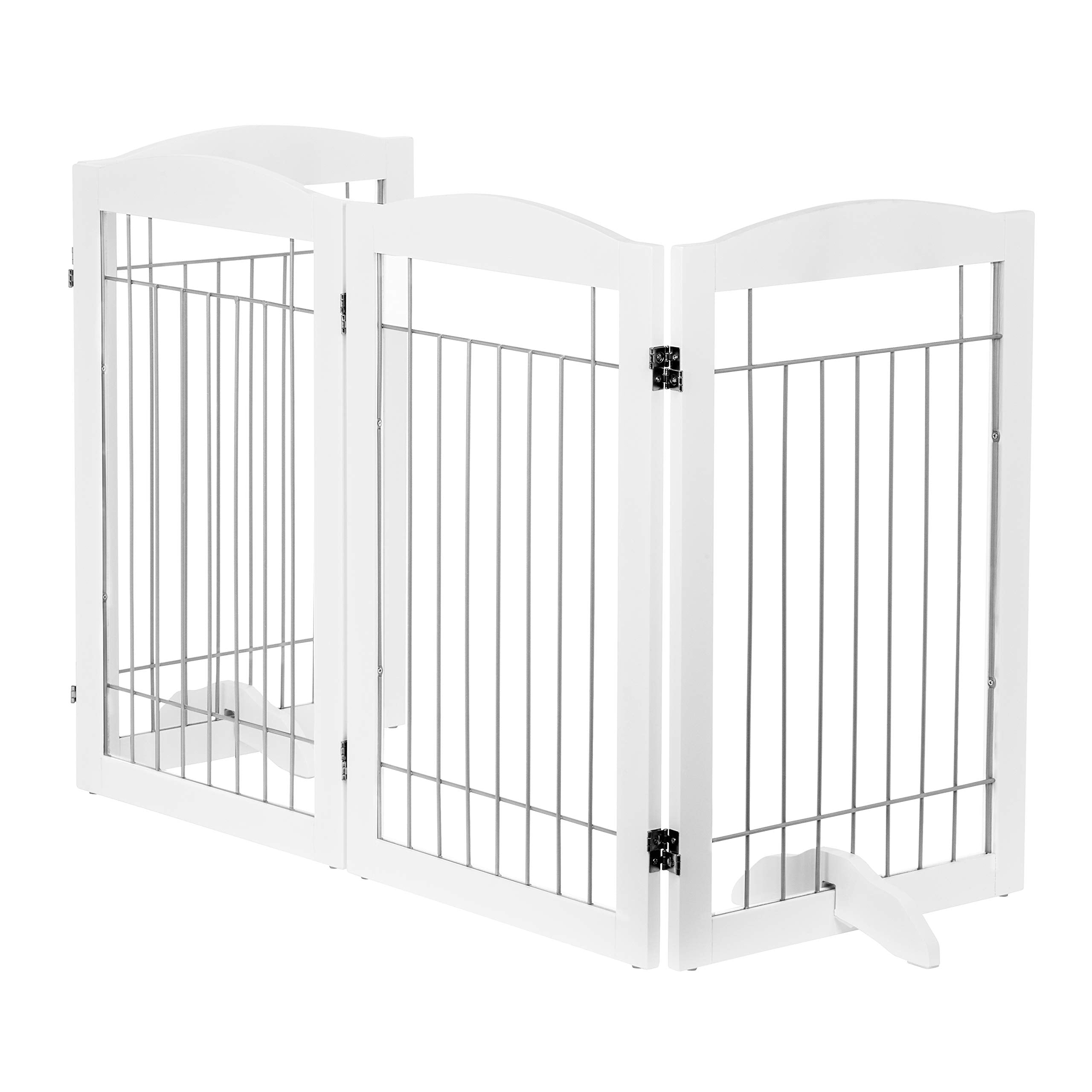 Spirich Extra Wide And Tall Dog Gate For The House, Doorway, Stairs, Freestanding Foldable Wire Pet Gate For Dogs, 80-Inch Wide,30 Inches Tall, White (4 Pannels)