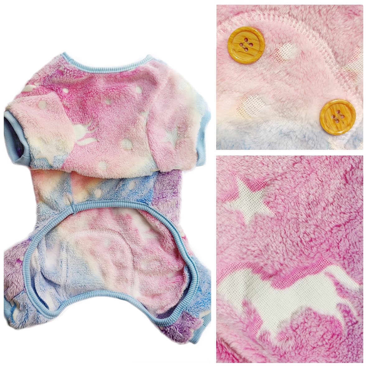 Maigllra Plush Dog Pajamas Glow In The Dark Dog Jumpsuit 4 Legged Onesie For Small Medium Large Dog, Unicorn Xs