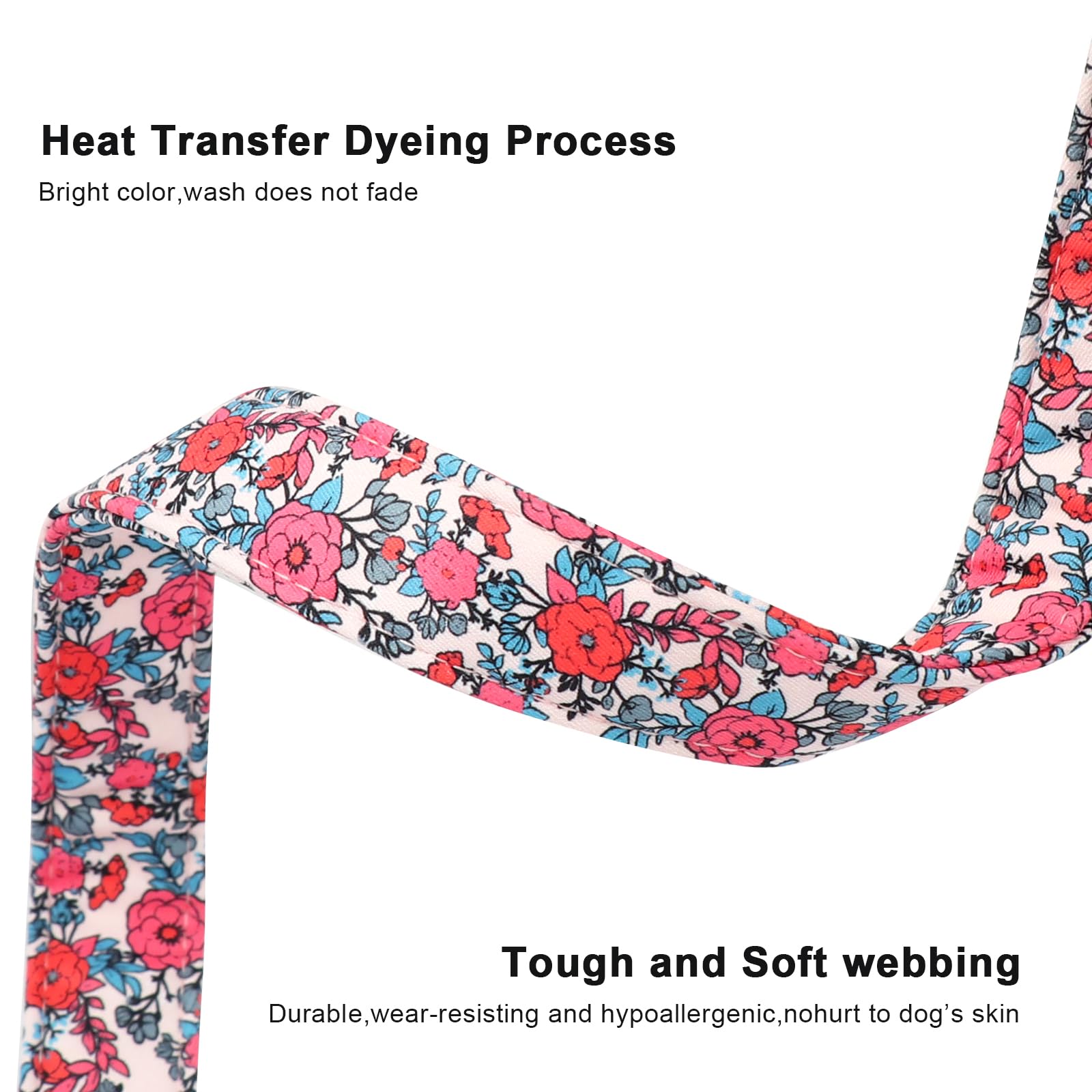 Lionet Paws Floral Dog Collar- Cute Red Pink Flower Dog Collars With Plastic Buckle, Light Adjustable Dog Collars For Small Dogs