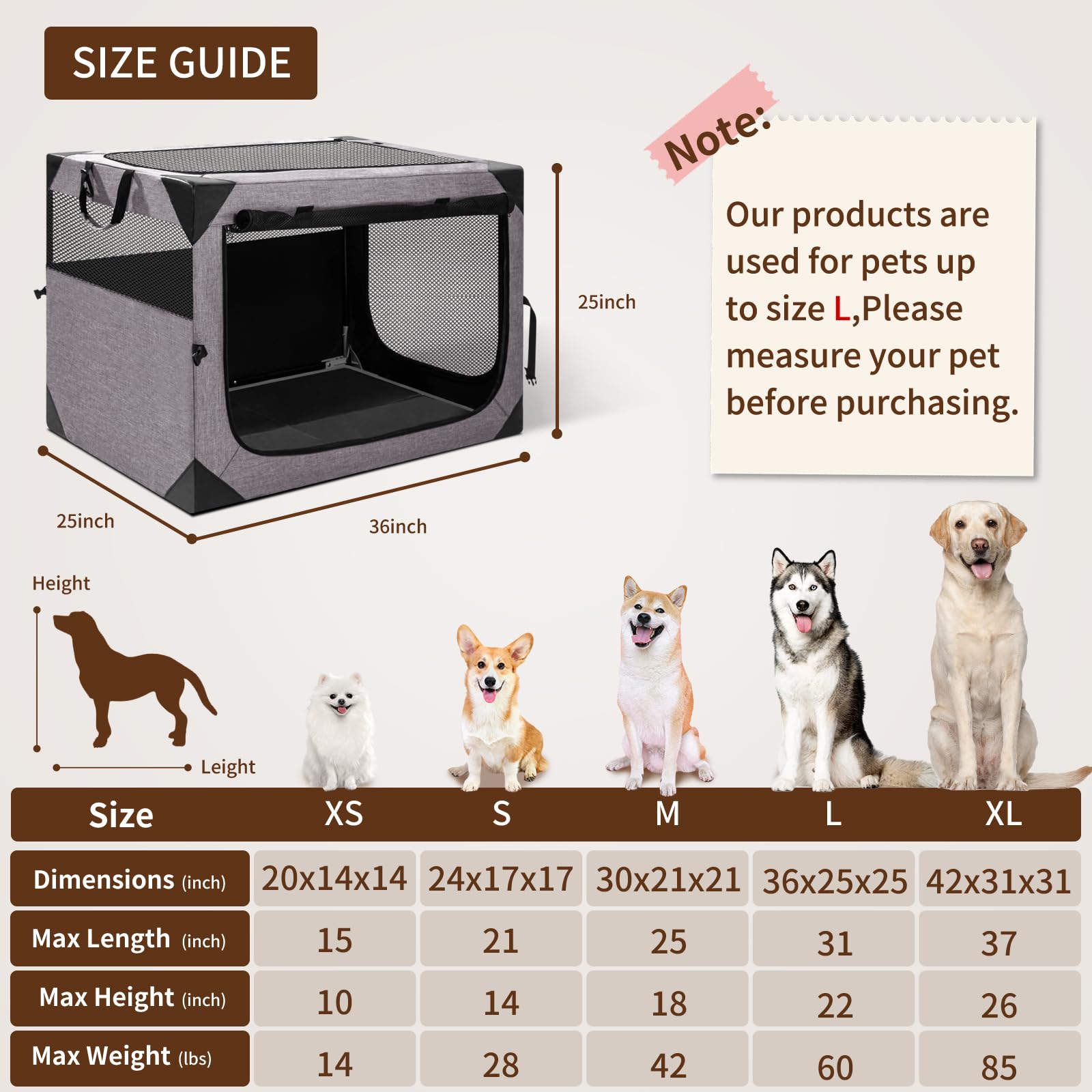 Dog Crate,30X21X21 Inch Large Dog Crate For Large Or Medium Dogs, Portable And Foldable Design Of Dog Cage, Perfect For Travel O