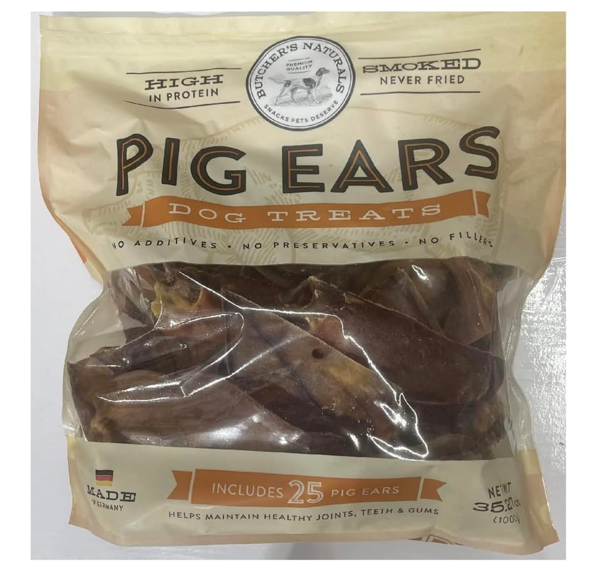 Dog Treat Pig Ear Smoked Never Fried No Fillers No Additives No Corn No Soy ((35.27 OZ)
