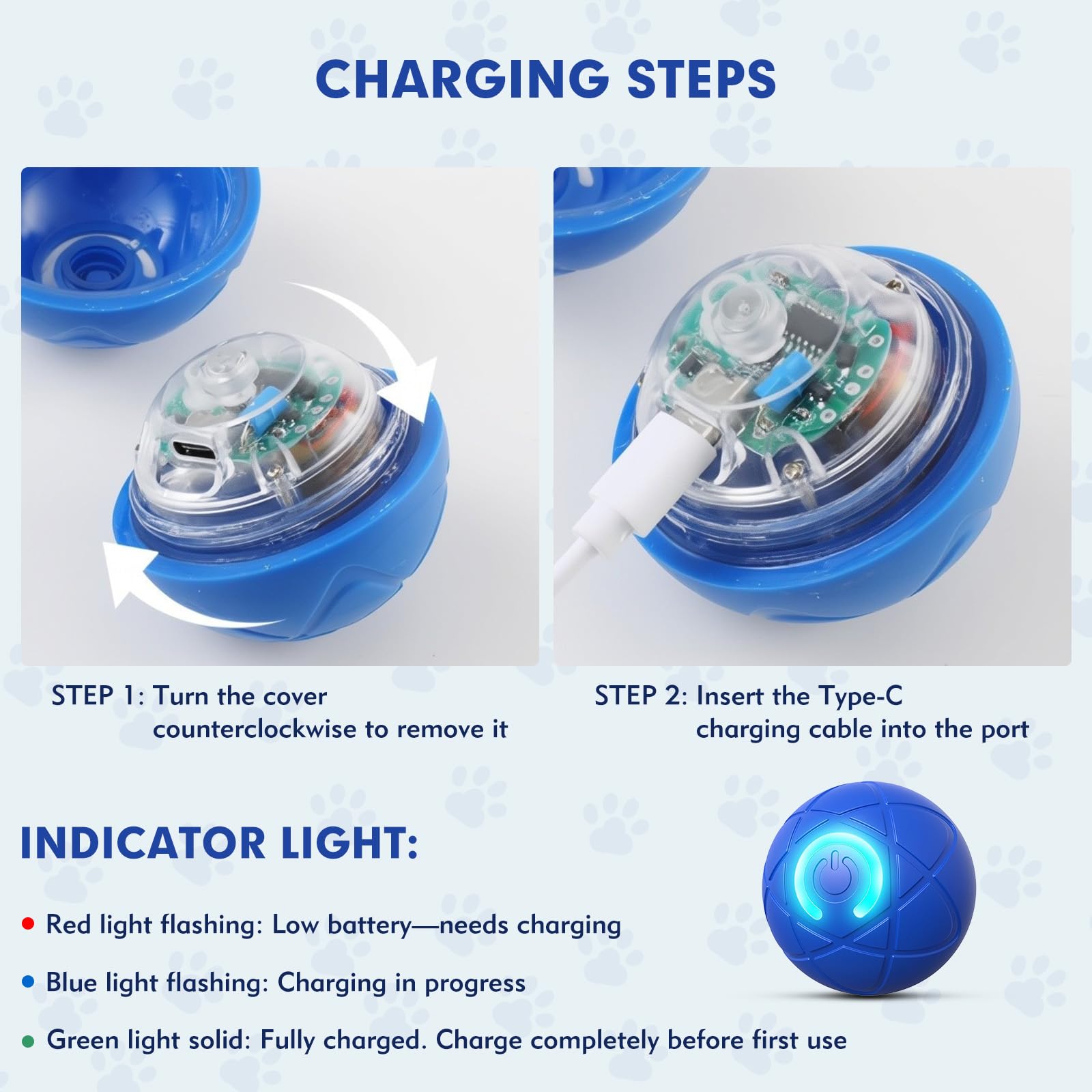 Interactive Dog Toys For Small Dogs, Usb Rechargeable Smart Jumping Ball For Dogs, Chew-Resistant Tpe & Bpa-Free Vibrating Dog B