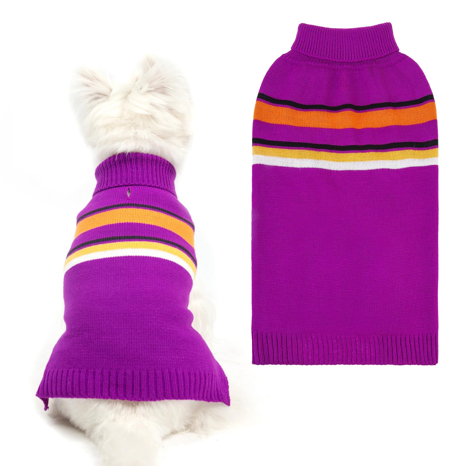PAWCHIE Dog Sweater for Small Size Dog Girls Boys, Warm Coat Turtleneck Thick Dog Clothes with Leash Hole, Stretchy Knitted Dog 