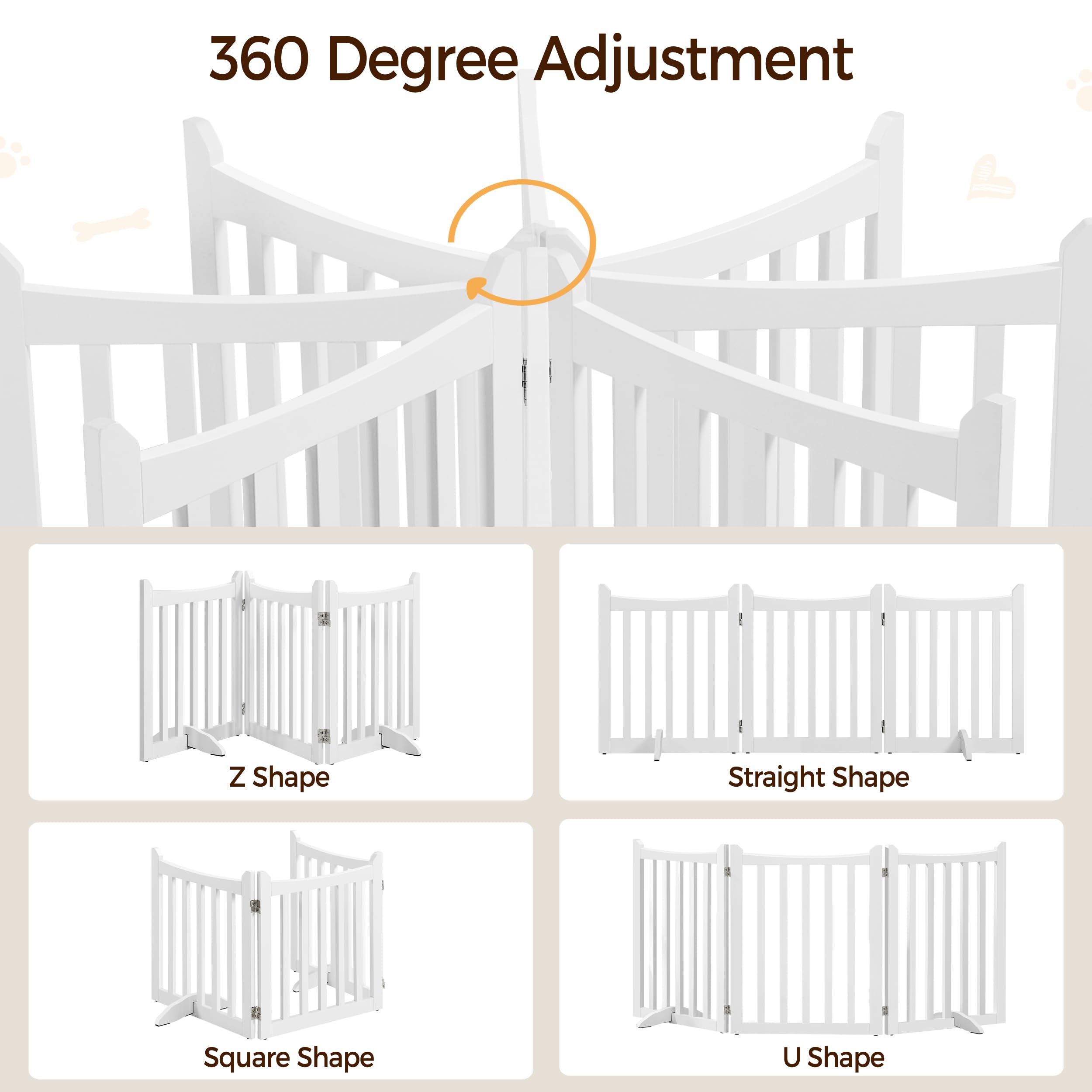 Yaheetech 24  H Freestanding Pet Gate for Dogs Wooden Dog Gates for Hallway, Doorway Collapsible Indoor Pet Fence with Support F