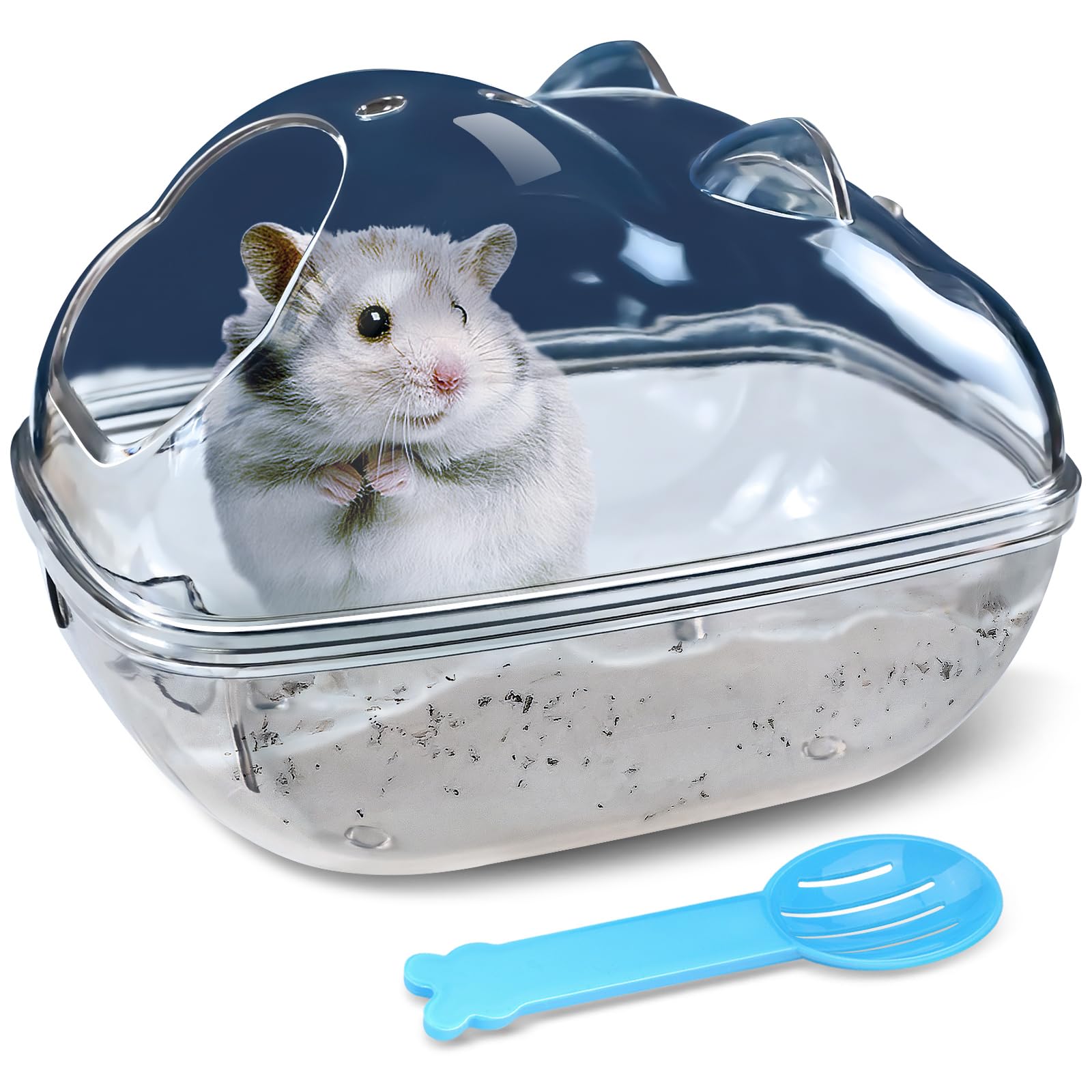 Lazyyzal Hamster Bathtub,Hamster Bathroom,Small Animal Habitat Décor,Sand Bath Container Transparent Beds,Hamster Bed,Ice Bathtub,Sleep Pad Nest,Sand Bath Box For Cage Accessories(M)