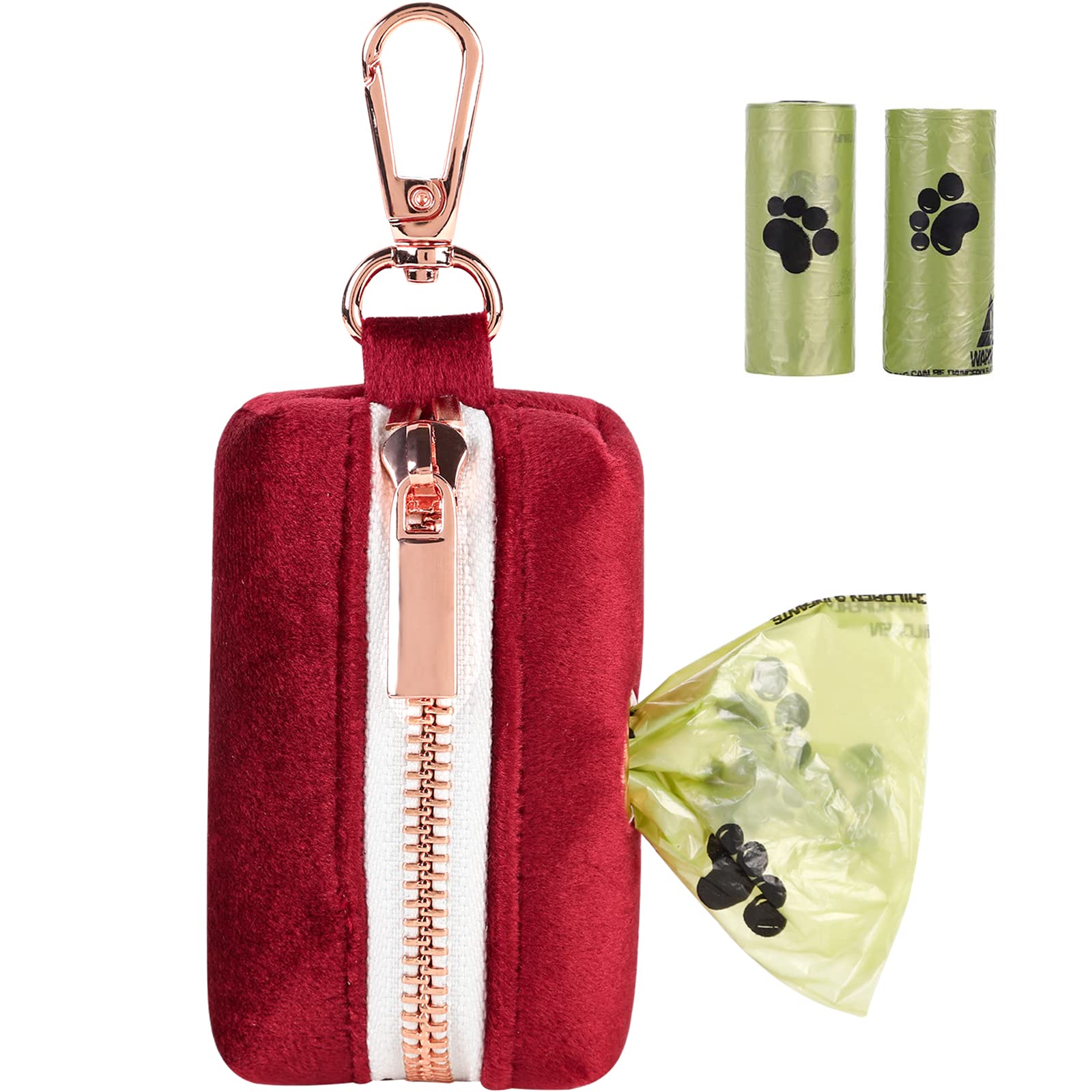 Aring Pet Dog Waste Bag Dispenser, Soft Velvet Doggy Poop Bags Holders Attach To Any Leashes, Portable Washable Christmas Pet Wa