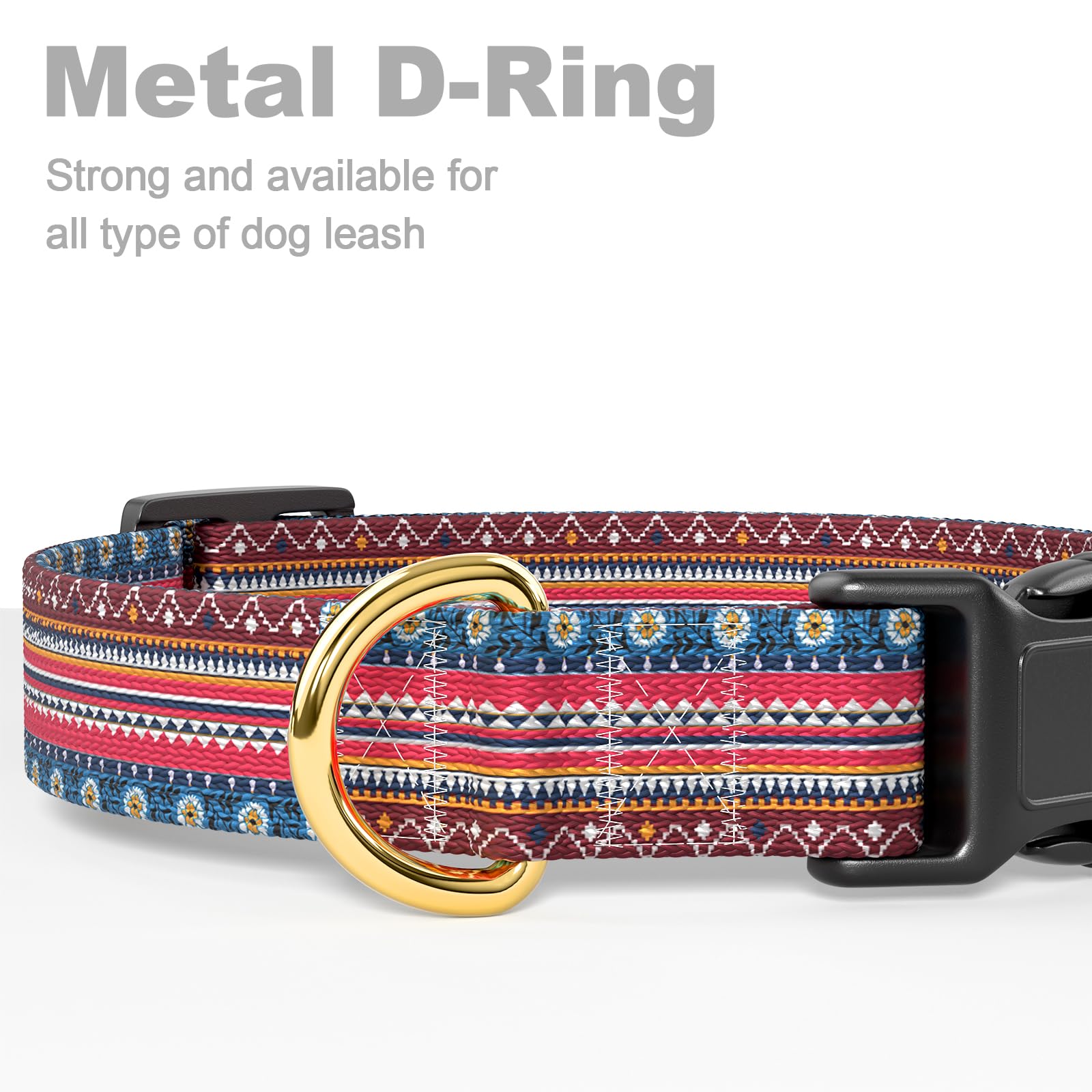 Rnivvi Dog Collar For Small Dogs, Cute Boho Heavy Duty Adjustable Puppy Collar With Quick Release Buckle For Girl & Female, Pet