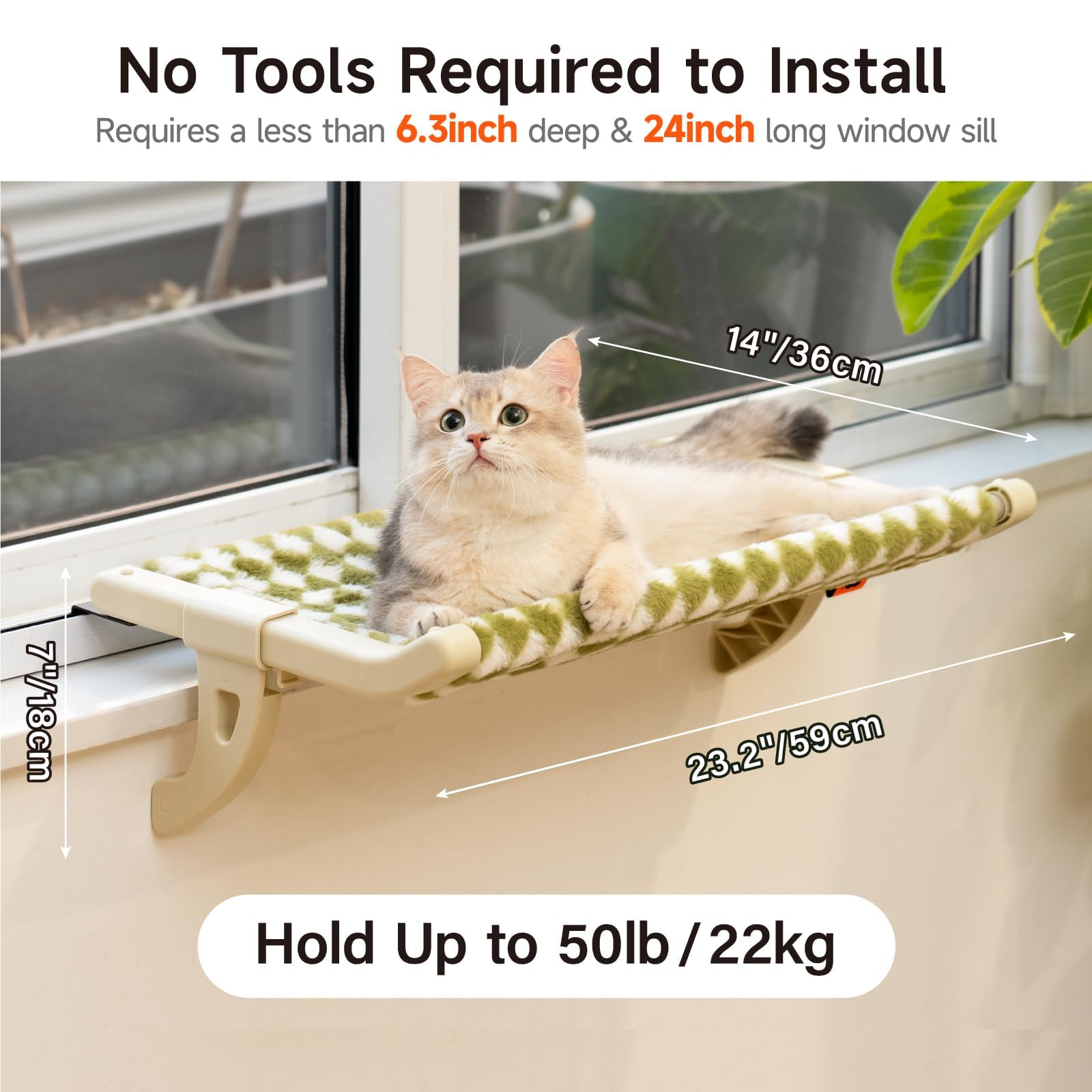 Mewoofun Window Sill Perch For Indoor Cats, One-Step Sliding Clamping Slot Adjustment Window Hammock With Removable Covers, Cat