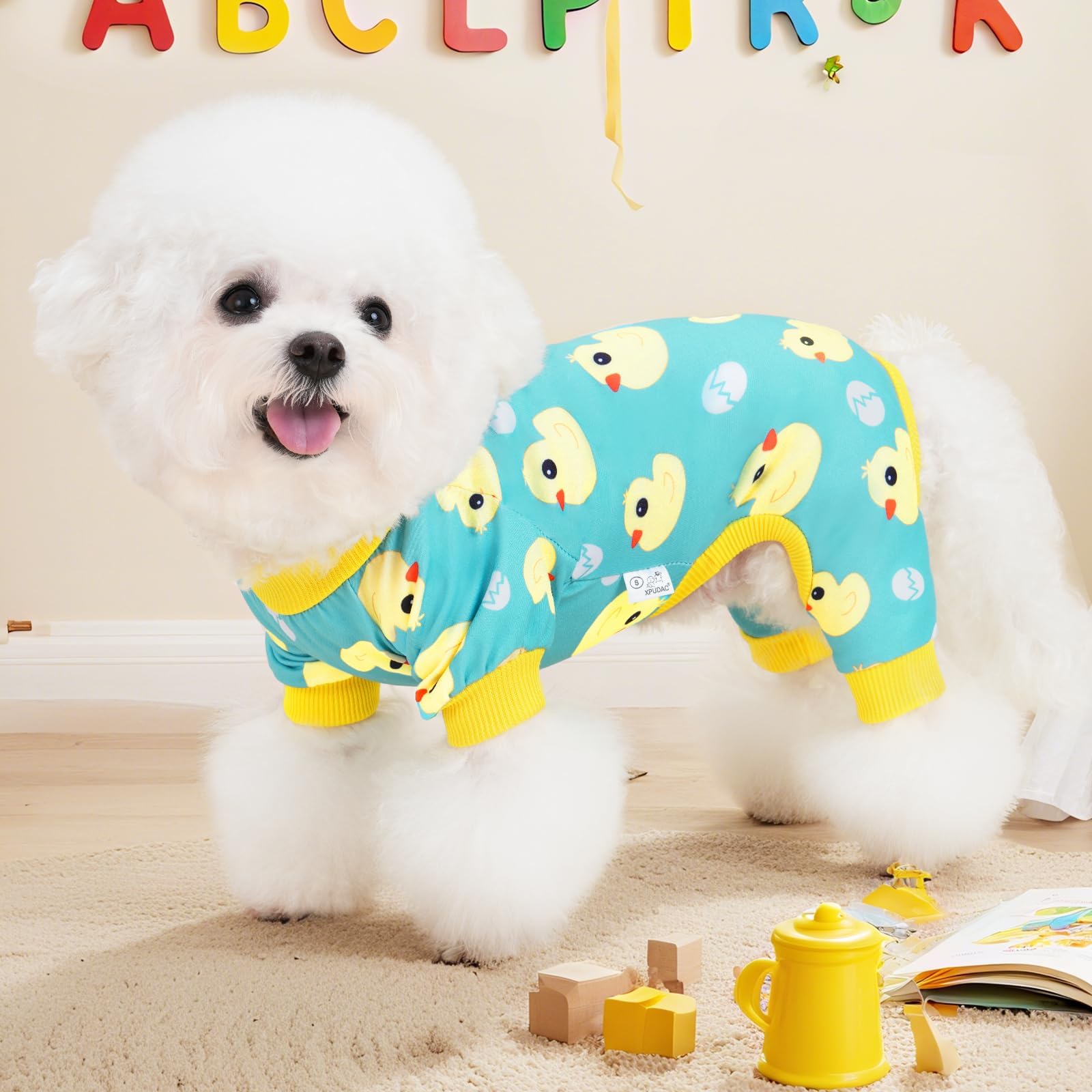 Xpudac Dog Pajamas Soft Stretchy Dog Clothes For Small Medium Dogs Pet Jumpsuit Cat Apparel-Xs