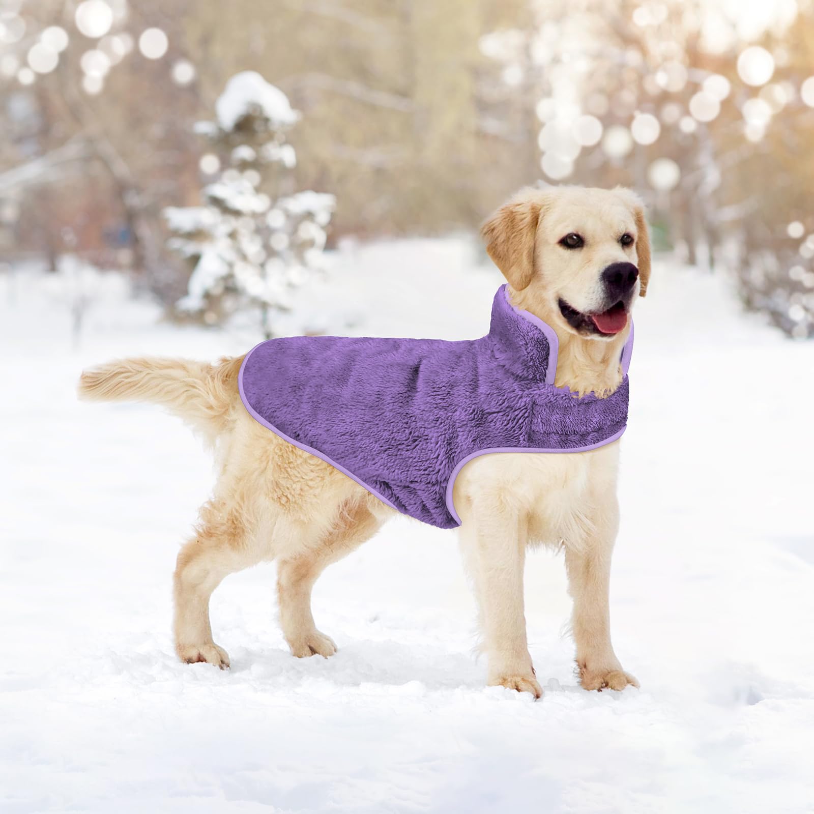 Malier Reversible Fleece Dog Coat, Windproof Warm Snow Jacket Vest For Small To Large Dogs (Purple, X-Small)