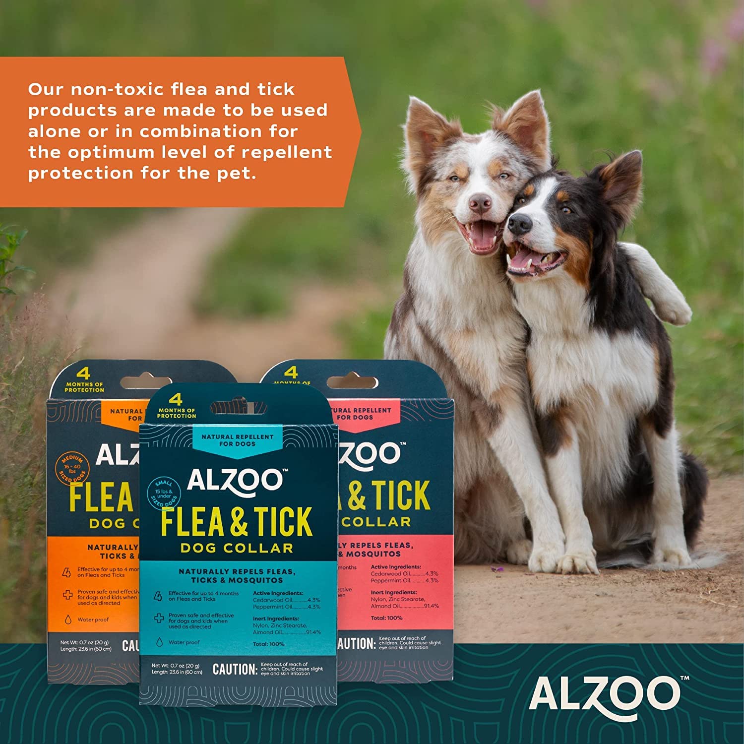 Alzoo Flea & Tick Dog Collar And 8 Fl. Oz. Flea & Tick Repellent Spray For Dogs, Medium-Sized Dogs: 16-40 Lbs, 100% Plant-Based