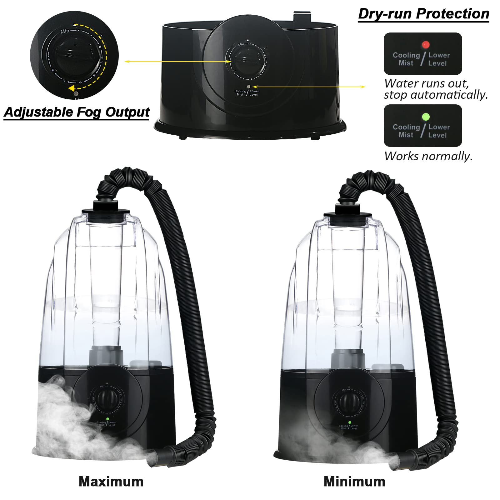 Coospider Reptile Fogger Humidifier Mister For Terrarium Tank With 2 Extension Tubes/Hoses, Pets Mister Adjustable Fog For Repti