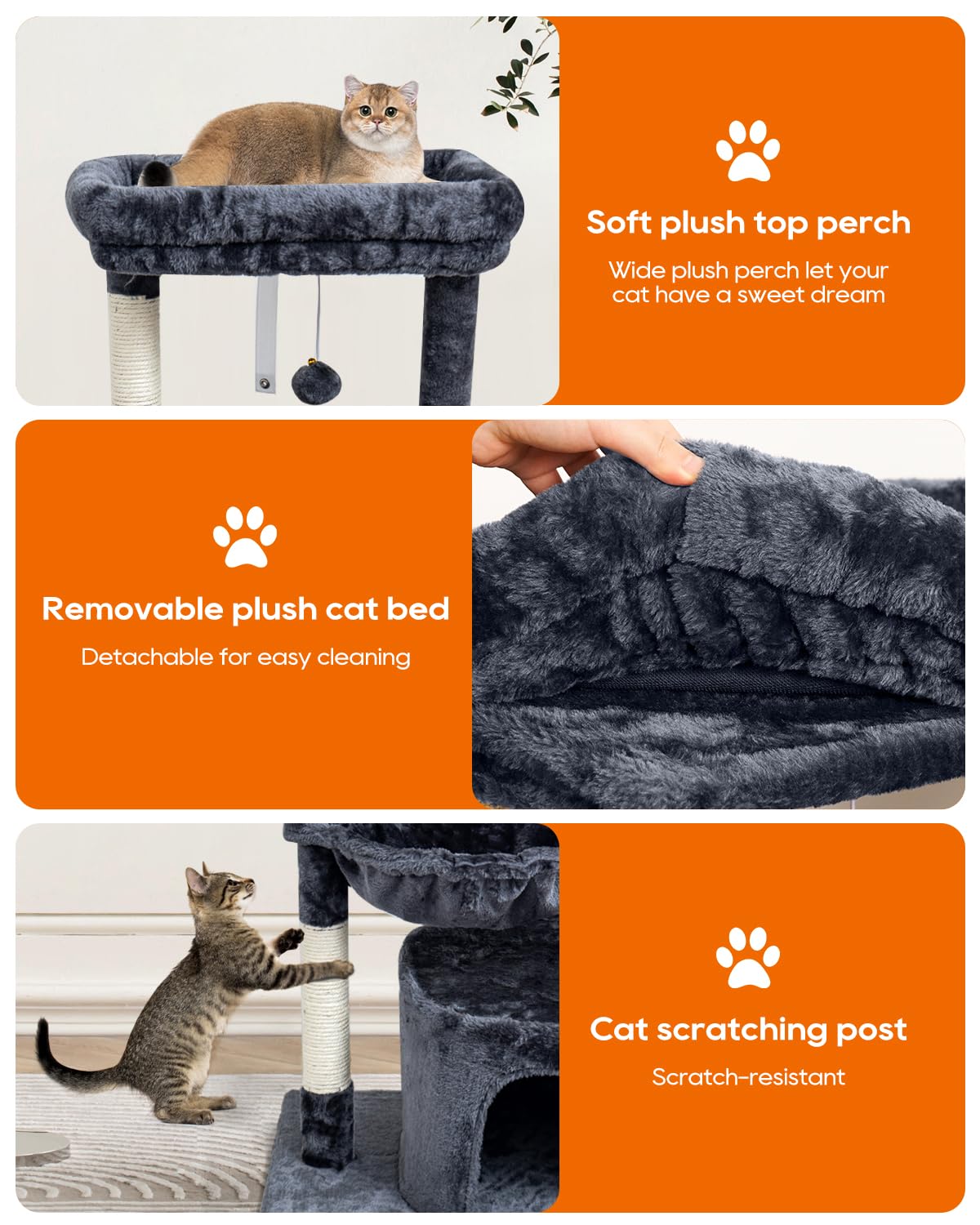 Syandlvy Small Cat Tree For Indoor Cats, Cat Tower With Scratching Post, Modern Cat House With Padded Perch, Kittens Condo With