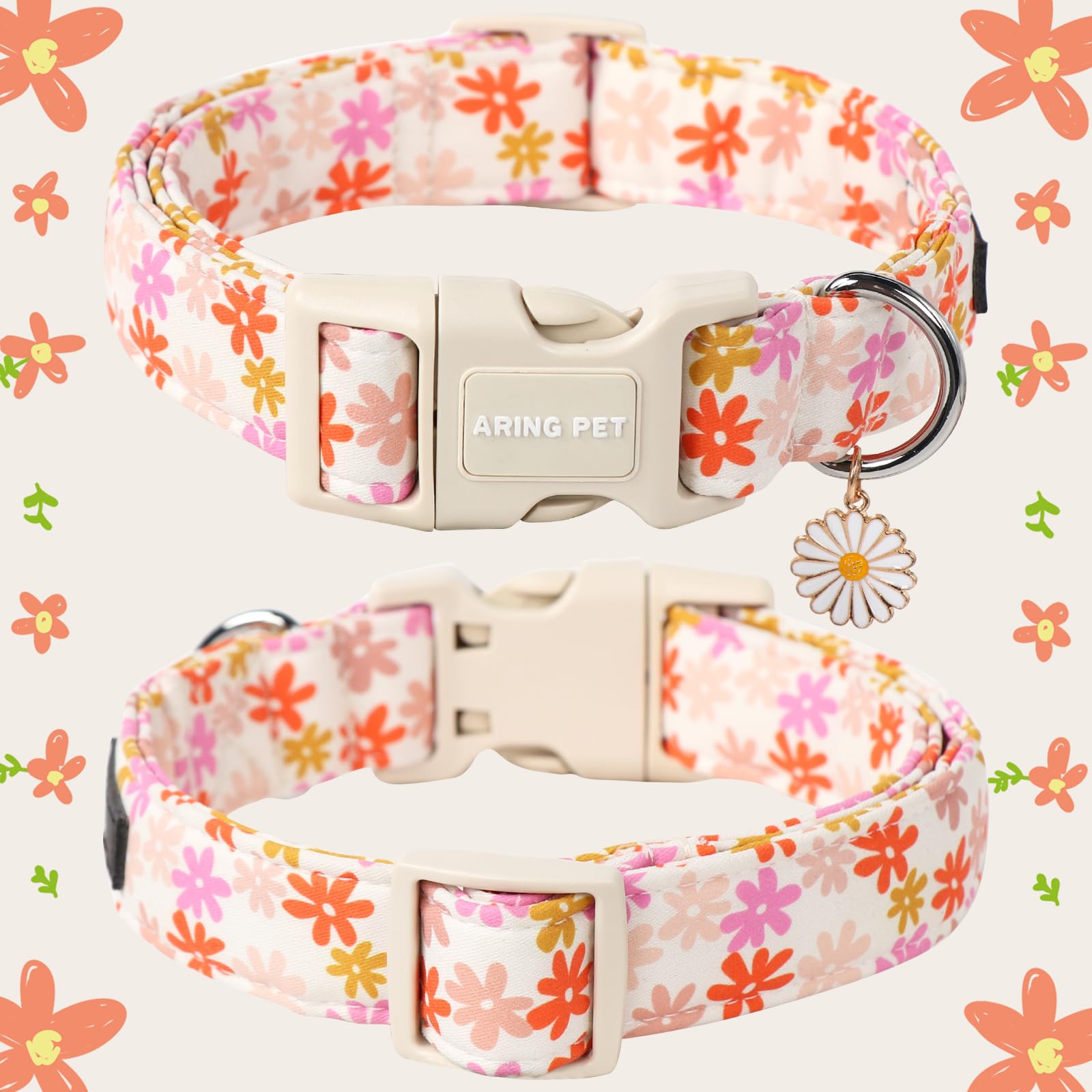 Aring Pet Summer Dog Collar-Cute Dog Collar For Small Dogs, Adjustable Cotton Sunflower Pet Collars Puppy Collar For Small Mediu