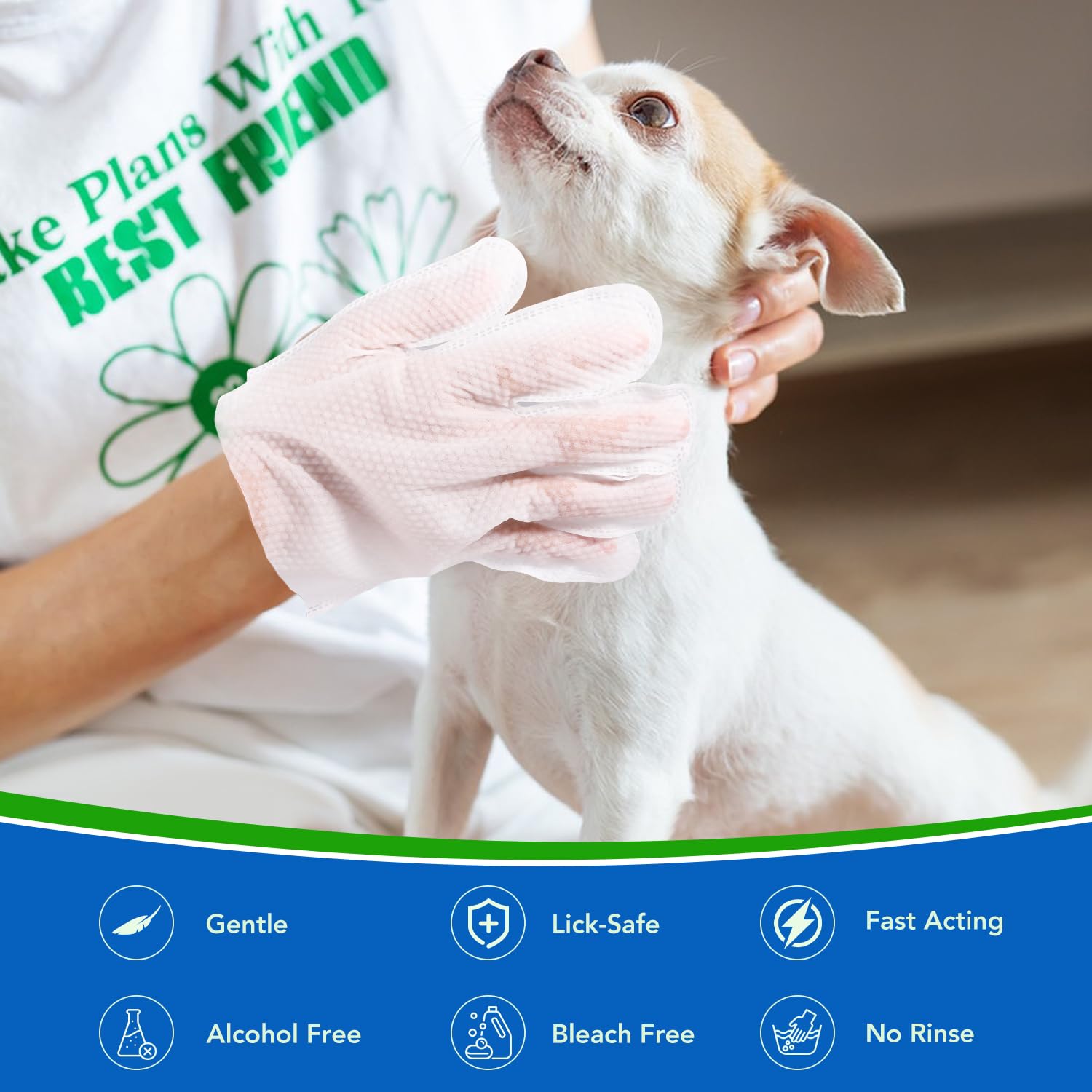 Voisen 24 Pcs Pet Glove Wipes For Dogs And Cats,Cleaning & Deodorizing Bathing Grooming Wipes,Unscented Thick Nourish Fur Glove