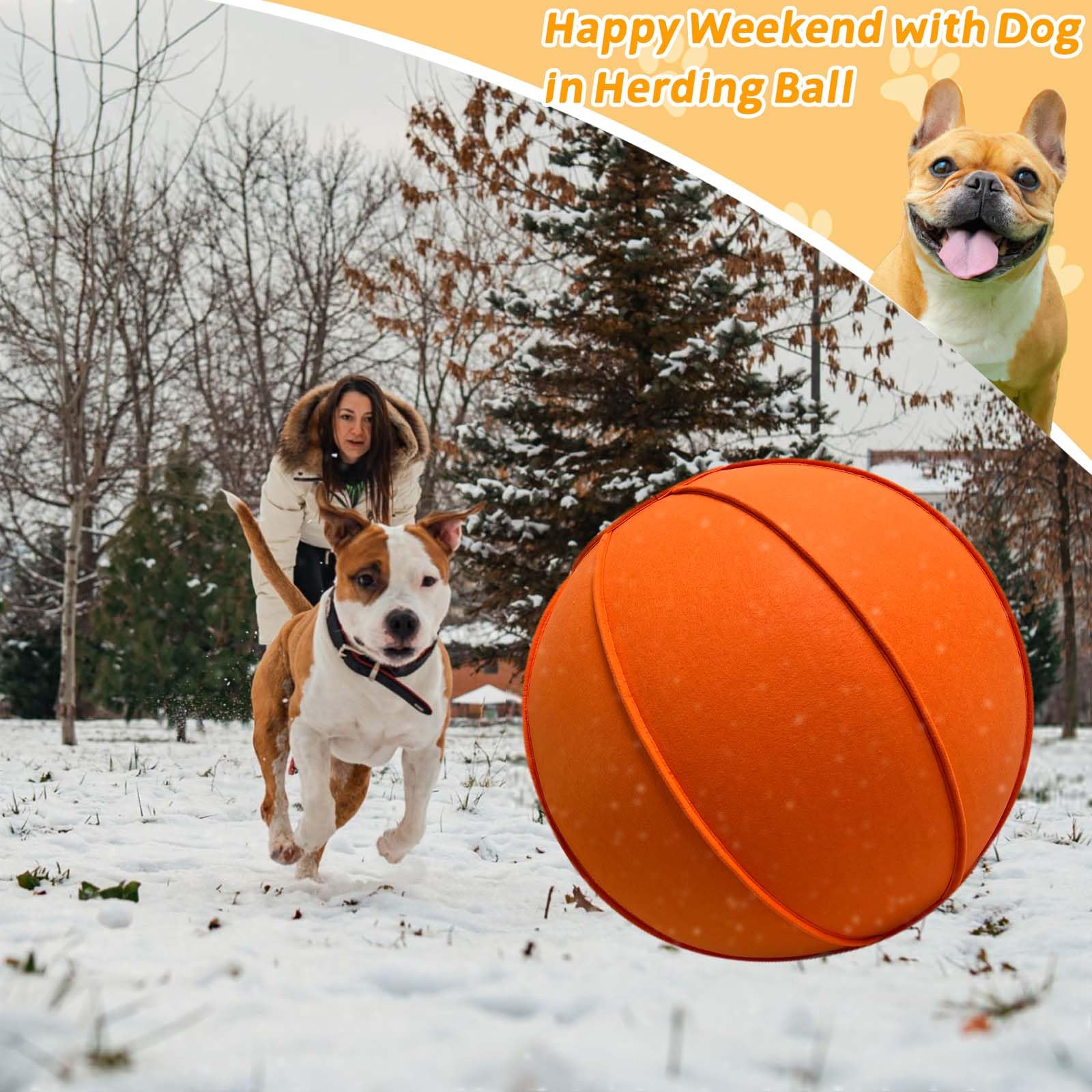 Herding Ball For Dogs, Dual Layered Herding Dog Ball Set For Australian Shepherd, Cattle, Collie, Dog Agility Equipment-Free Tra