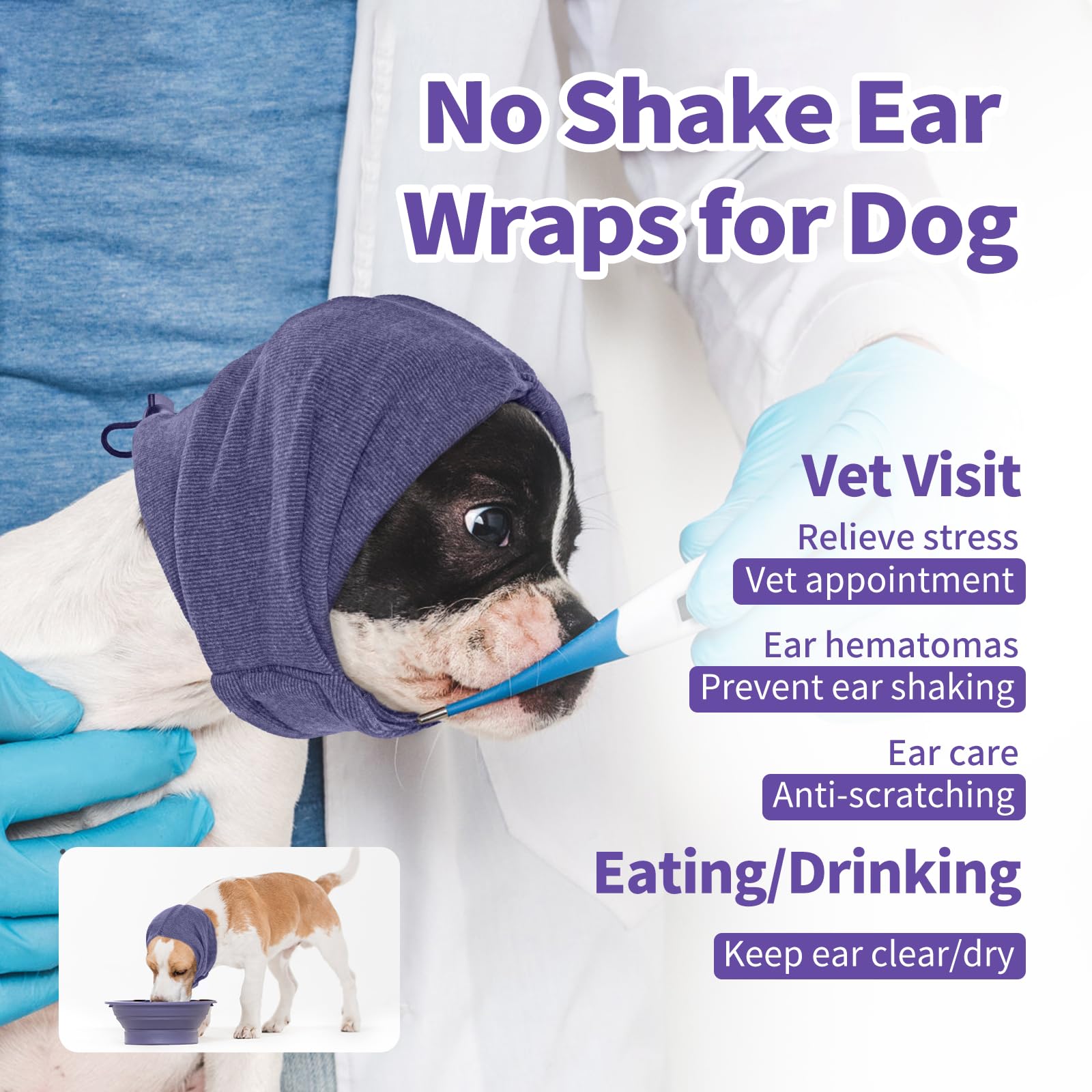 Nanaki Dog Calming Hoodie - No Shake Ear Wraps For Anxiety Relief & Ear Protection