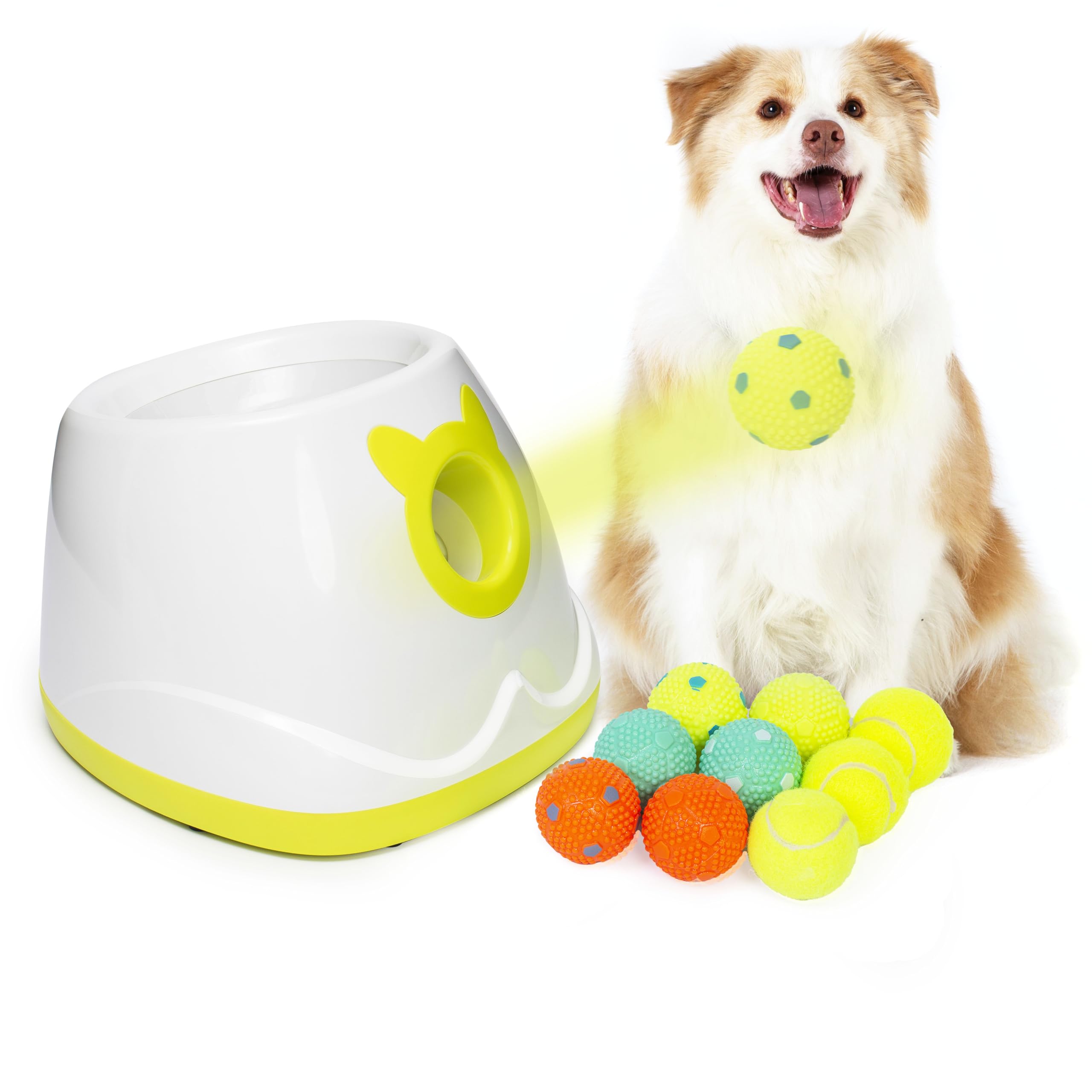 Palulu Automatic Ball Launcher For Dog, Including 9 Small Sized 2-Inch Balls, Adjustable Launch Distance, Suitable For Small To 