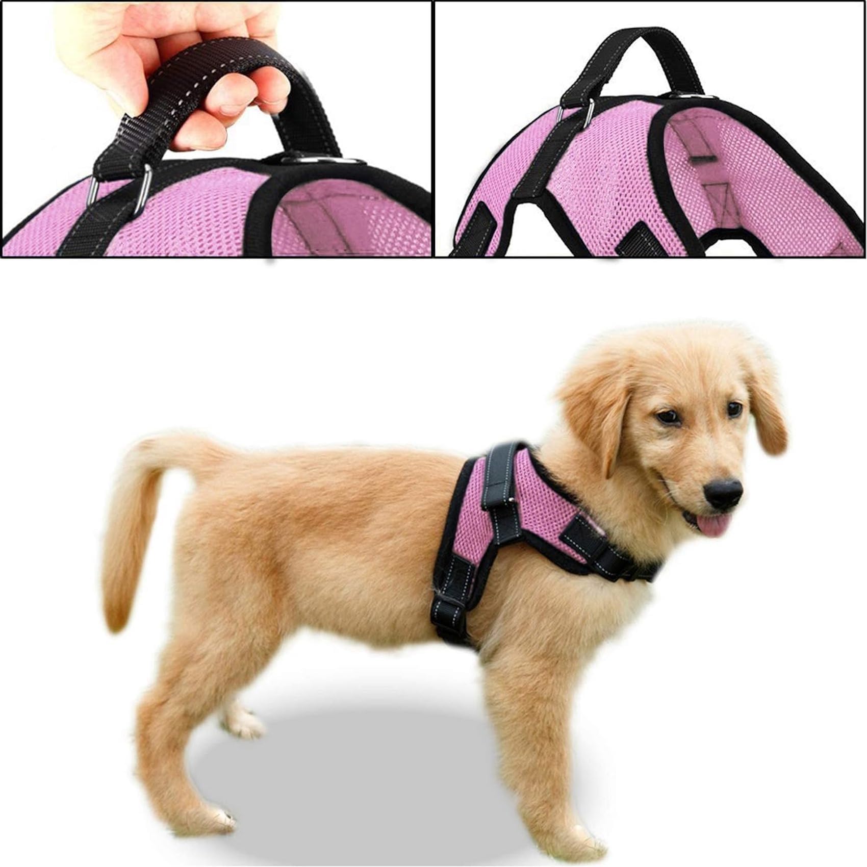 Copatchy No Pull Reflective Adjustable Dog Harness With Handle- Comfortable Soft All Weather Mesh, Easy On Puppy Harness For Small Medium And Large Dogs (Pink) X-Small