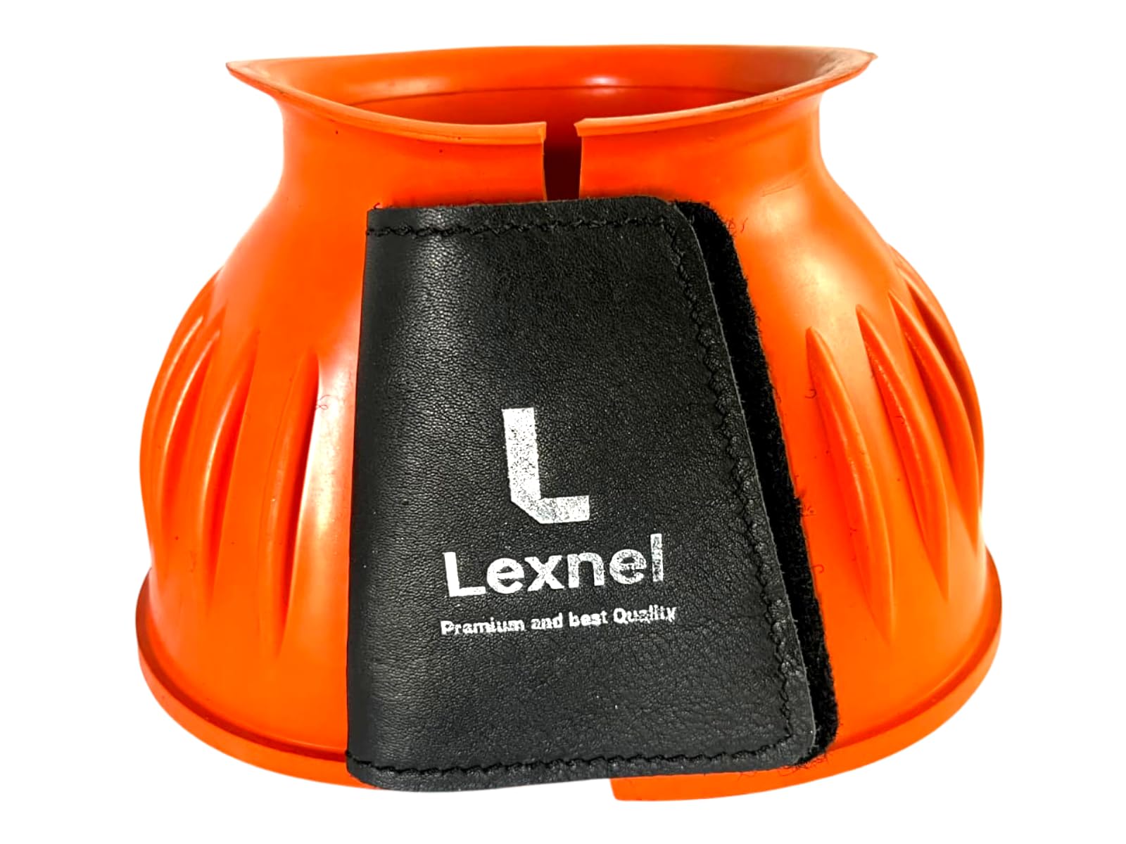 Lexnel Rubber Horse Bell Boots - Durable Overreach Protection & Secure Hook-And-Loop Closure (Xl-Orange)