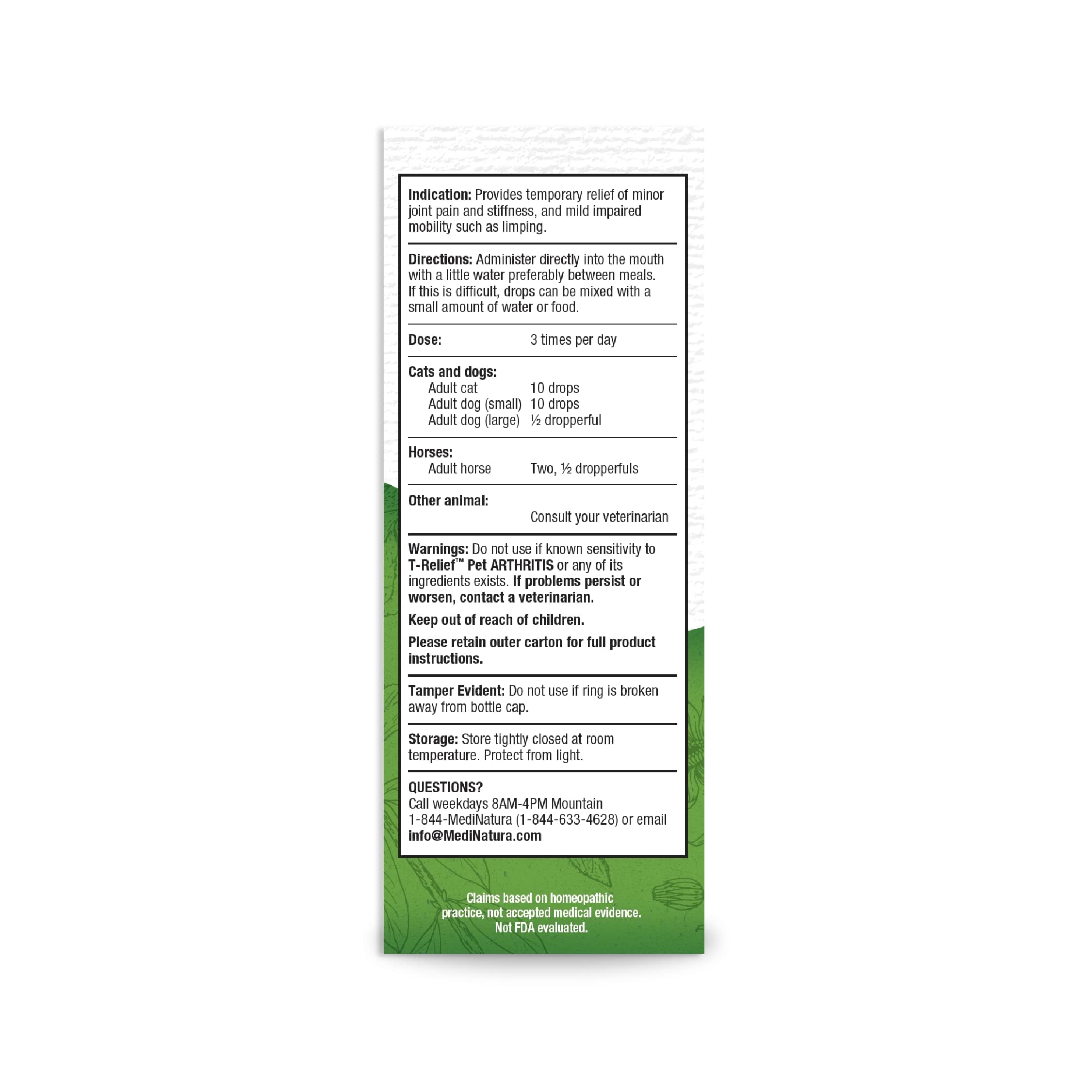 MediNatura T-Relief Pet Arthritis Pain Relief Arnica +12 Powerful Natural Medicines Help Reduce Hip & Joint Pain, Soreness & Sti