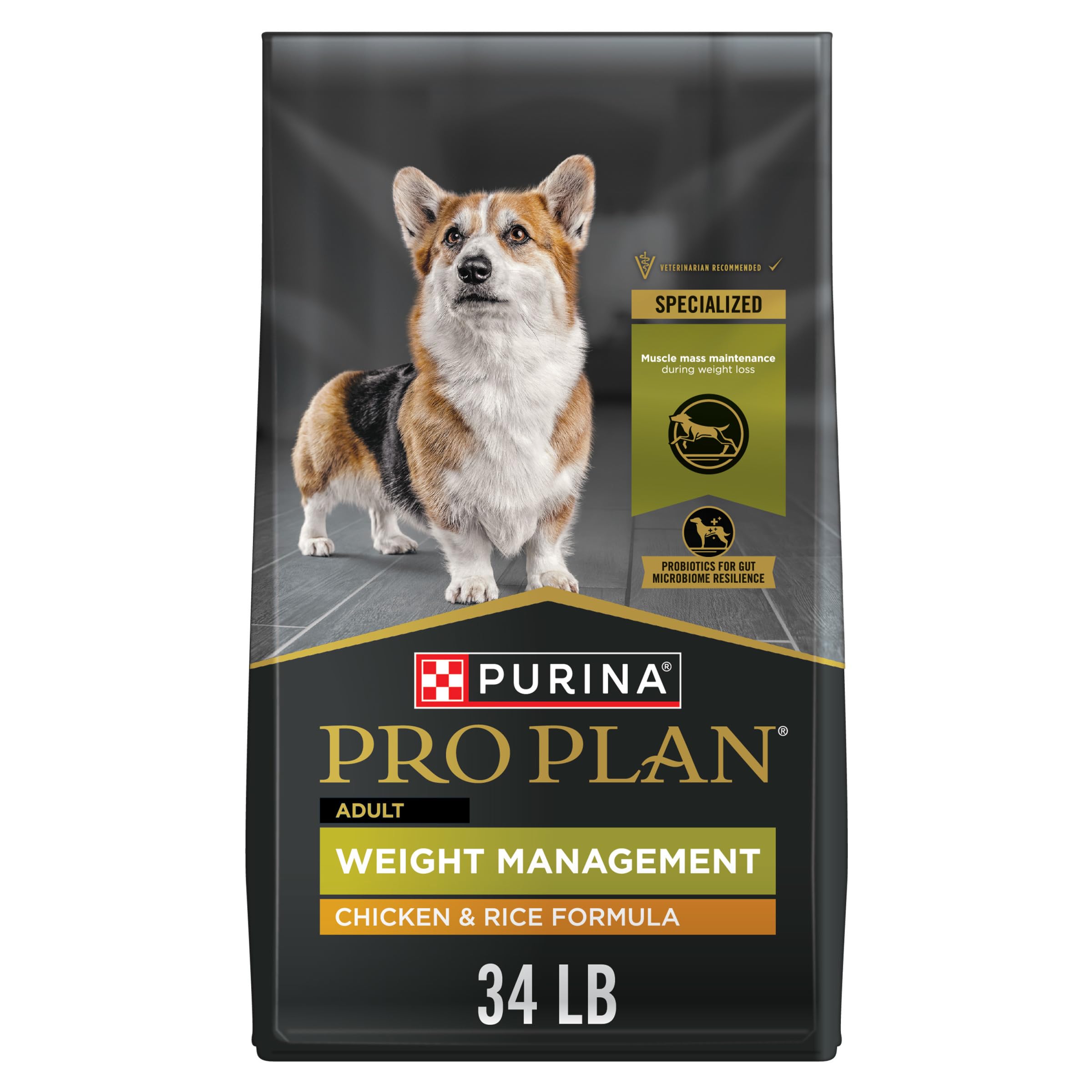 Purina Pro Plan Weight Management Dog Food With Probiotics for Dogs, Chicken & Rice Formula - 34 lb. Bag