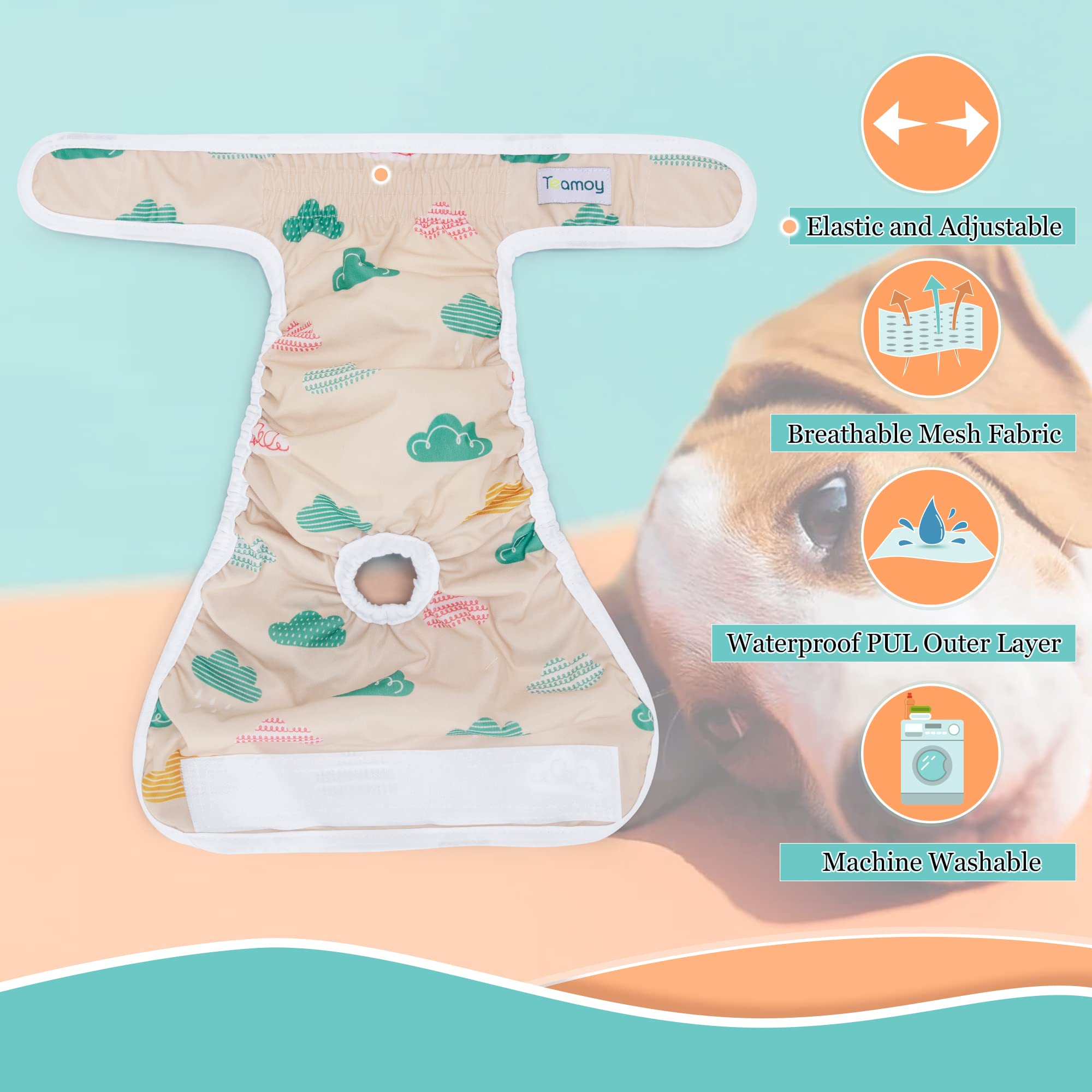 Teamoy Washable Female Dog Diapers (Pack Of 4), Reuable Doggie Diapers Wraps For Female Dogs, Xl