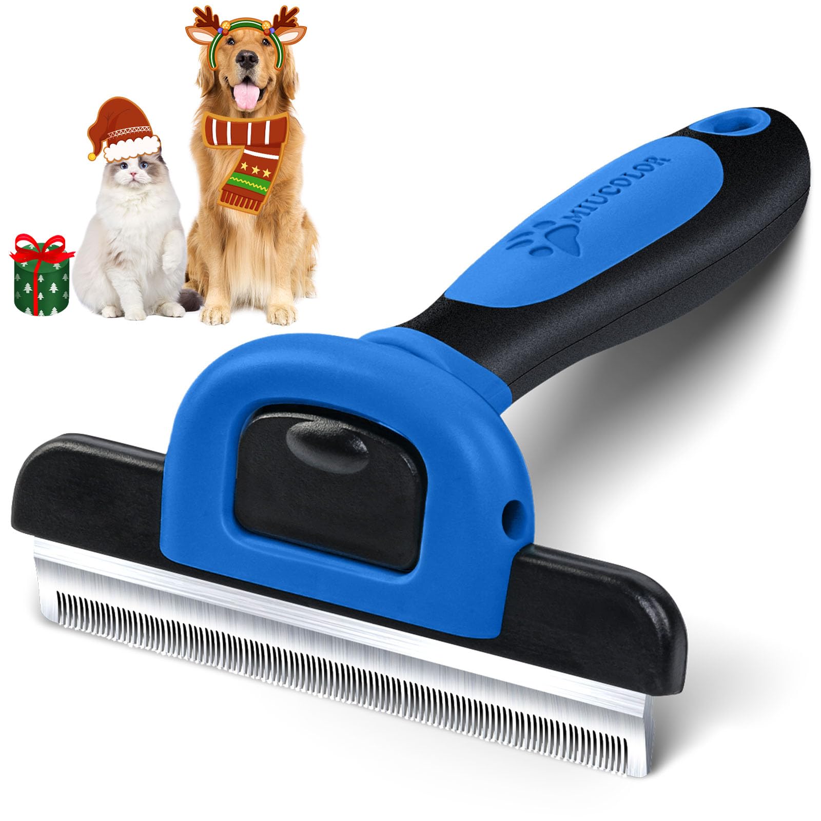 Miu Color Pet Grooming Brush, Deshedding Tool For Dogs & Cats, Effectively Reduces Shedding By Up To 95% For Short Medium And Long Pet Hair (Navy Blue)