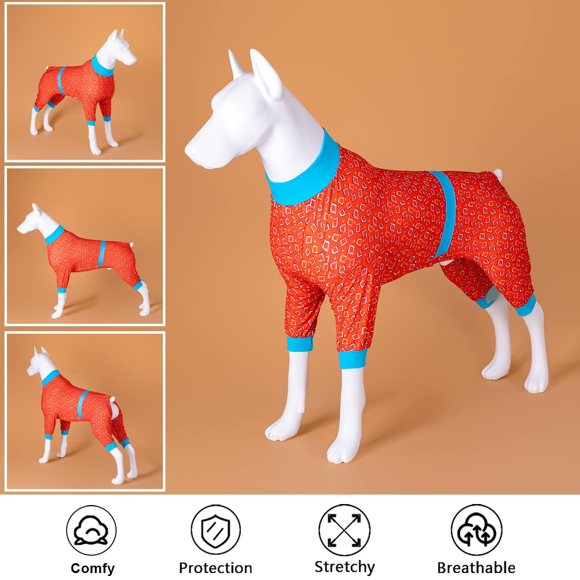 Lovinpet Bodysuit For Dogs, Post Operative Jumpsuit For Dogs Apparel, Anti Licking Reflective Strap Dog Onesie, Lightweight Play