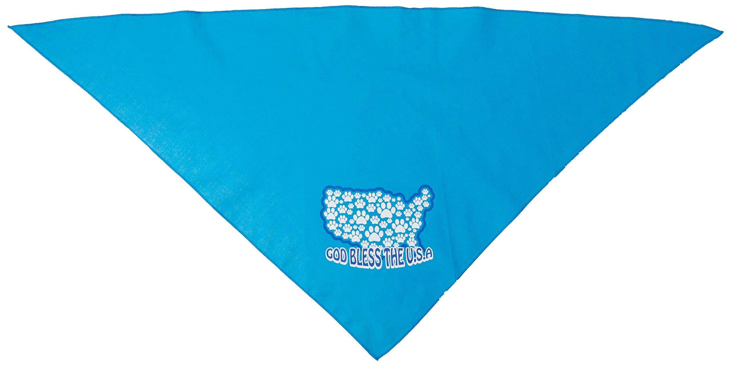 Pet and Dog Bandana Screen Printed, &quot;God Bless The USA&quot; Turquoise Large