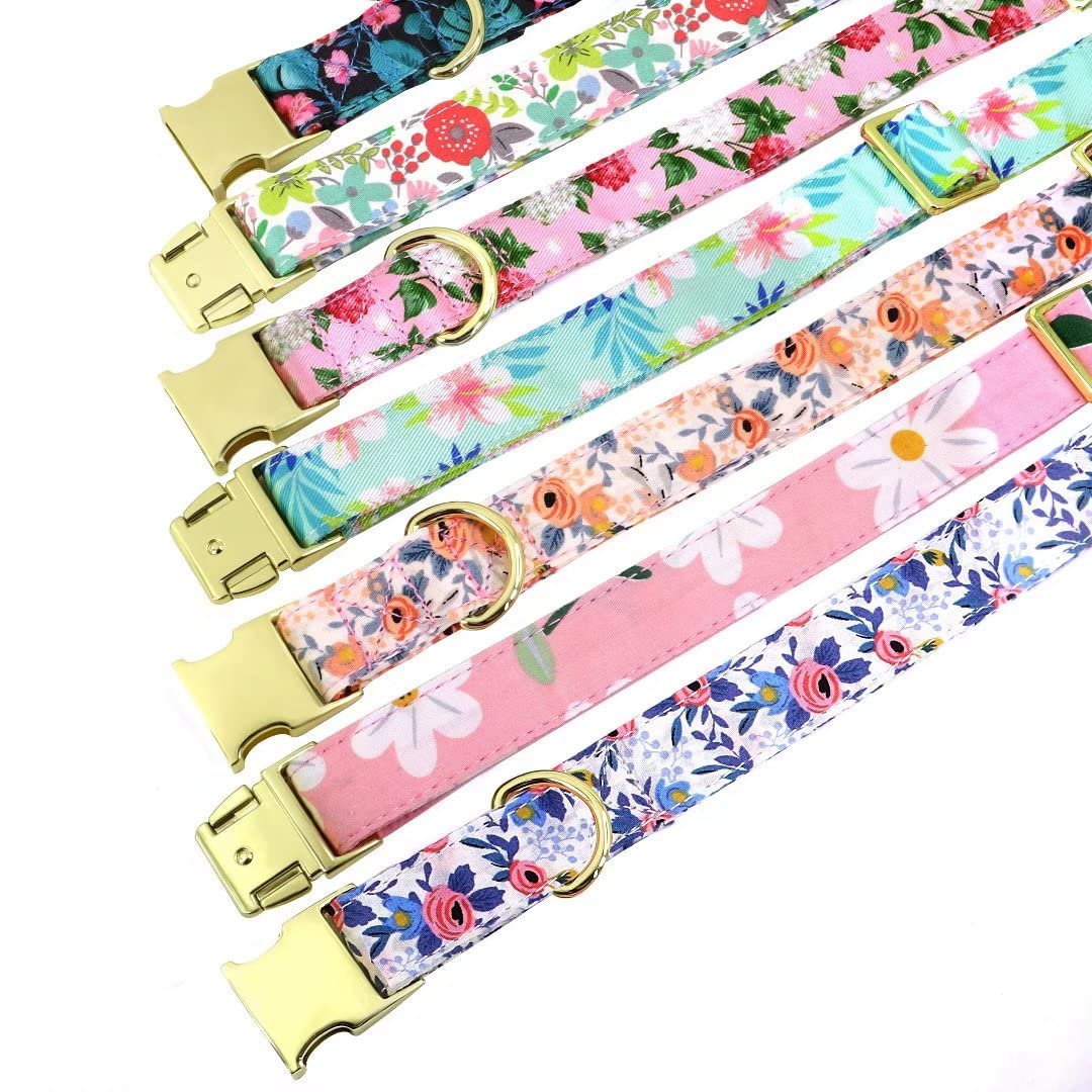 Beirui Cute Girl Dog Collars with Vibrant Floral Patterns, Female Dog Collar with Flower for Walking, Durable Adjustable Collar
