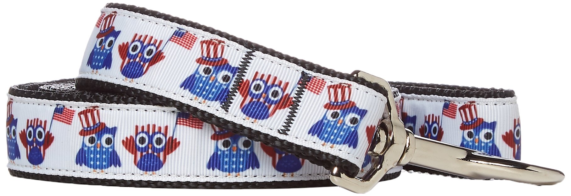 Mirage Pet Products American Owls Ribbon Dog Collar with 1-Inch by 6-Feet Leash