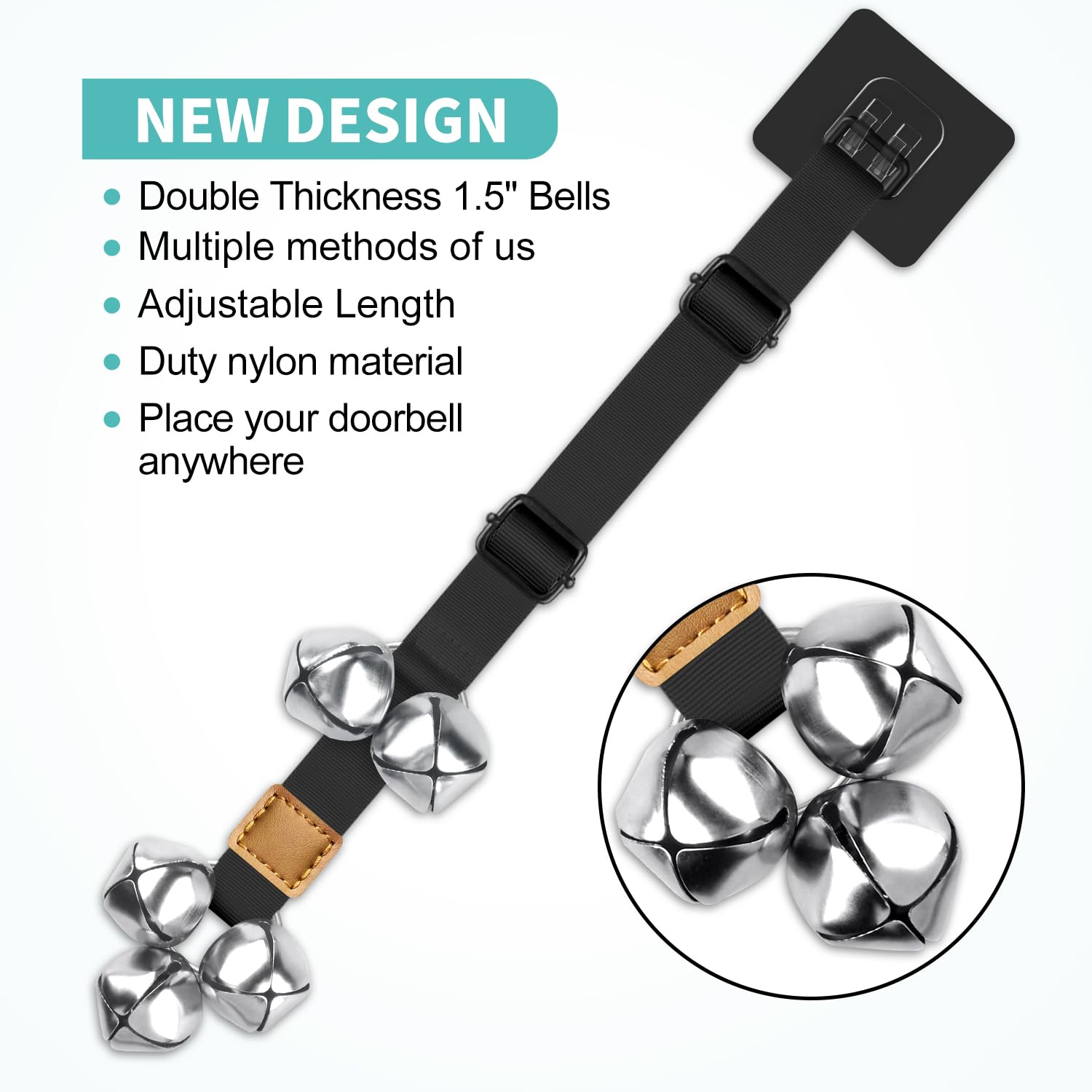 Bluetree Dog Bells To Go Outside Dog Door Bell Premium Quality Buckle Adjustable Dog Bell Dog Attached To Doorknob Or Anywhere N