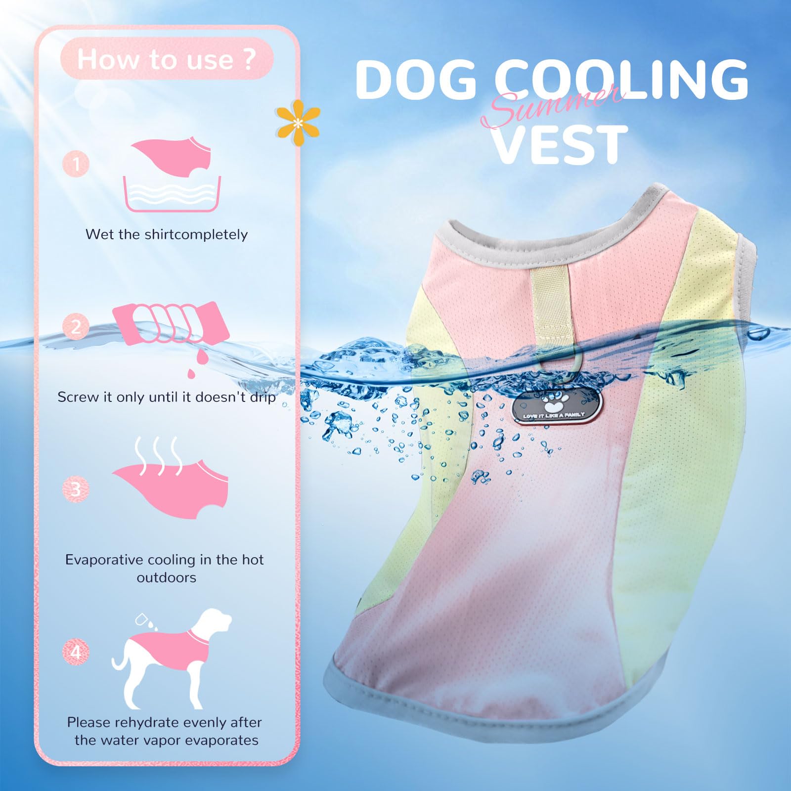 Axiijgl Dog Cooling Vest With D-Ring Dog Tshirt Sun Protection Small Puppy Clothes For Girls Boys Stretchy Shirts For Dogs Light