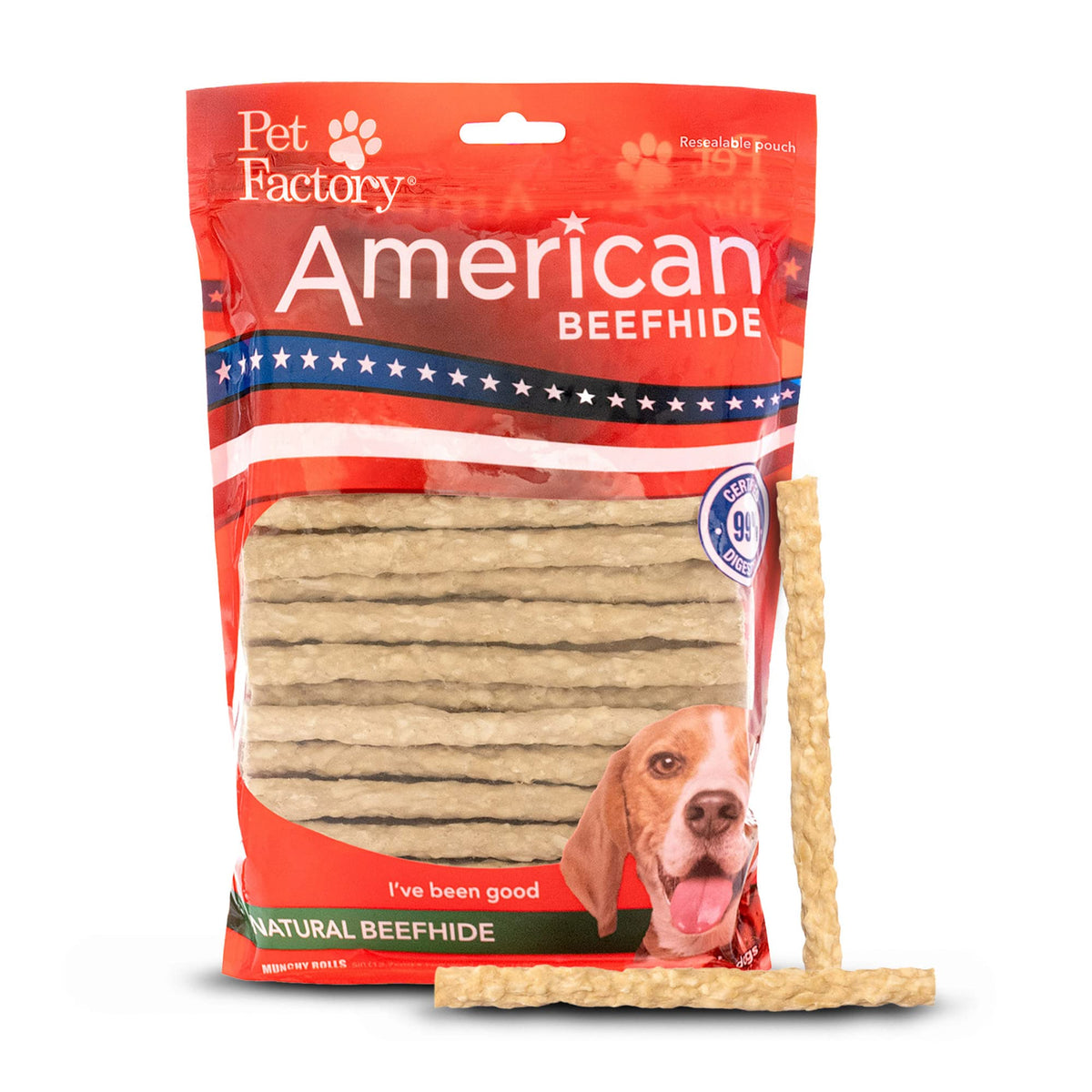 Pet Factory American Beefhide 5'' Munch Mini Rolls Dog Chew Treats - Natural Flavor, 1.5 Lbs