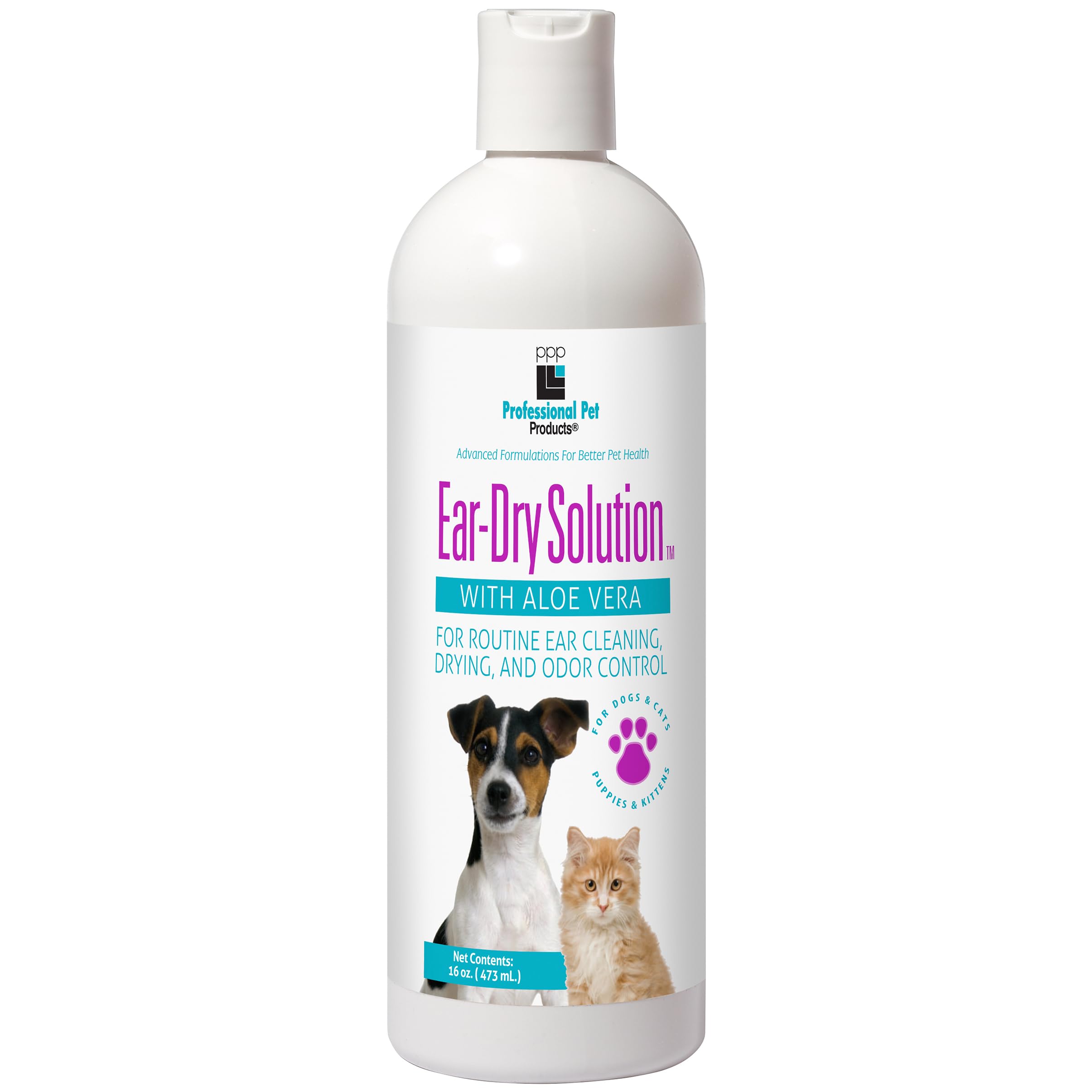 Professional PET Products Ear-Dry Solution with Aloe Vera Dog and CAT Ear Cleaner, 16-FL OZ