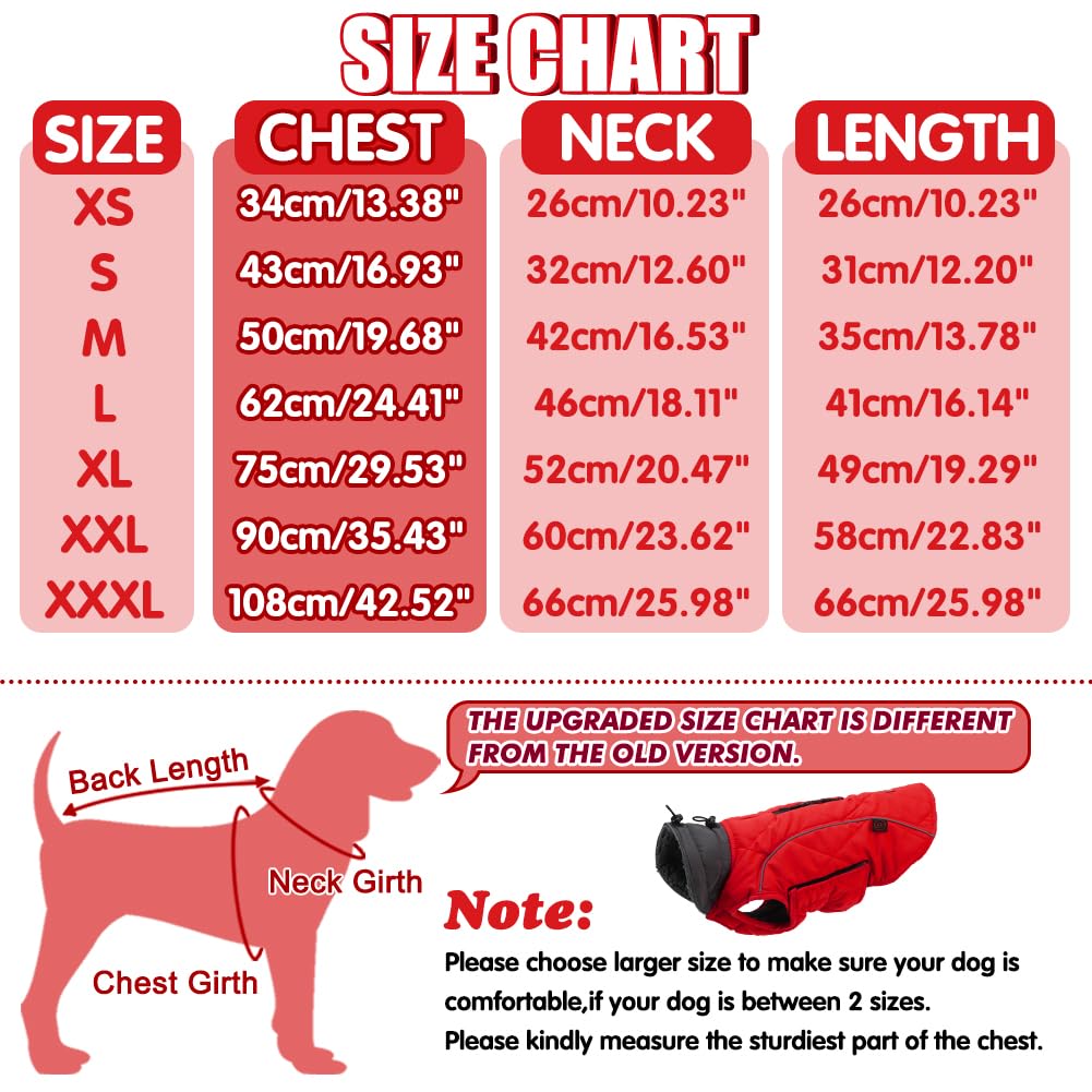 Emust Winter Dog Coats, Fleece Dog Apparel For Cold Weather, British Style Windproof Warm, Red, Xs