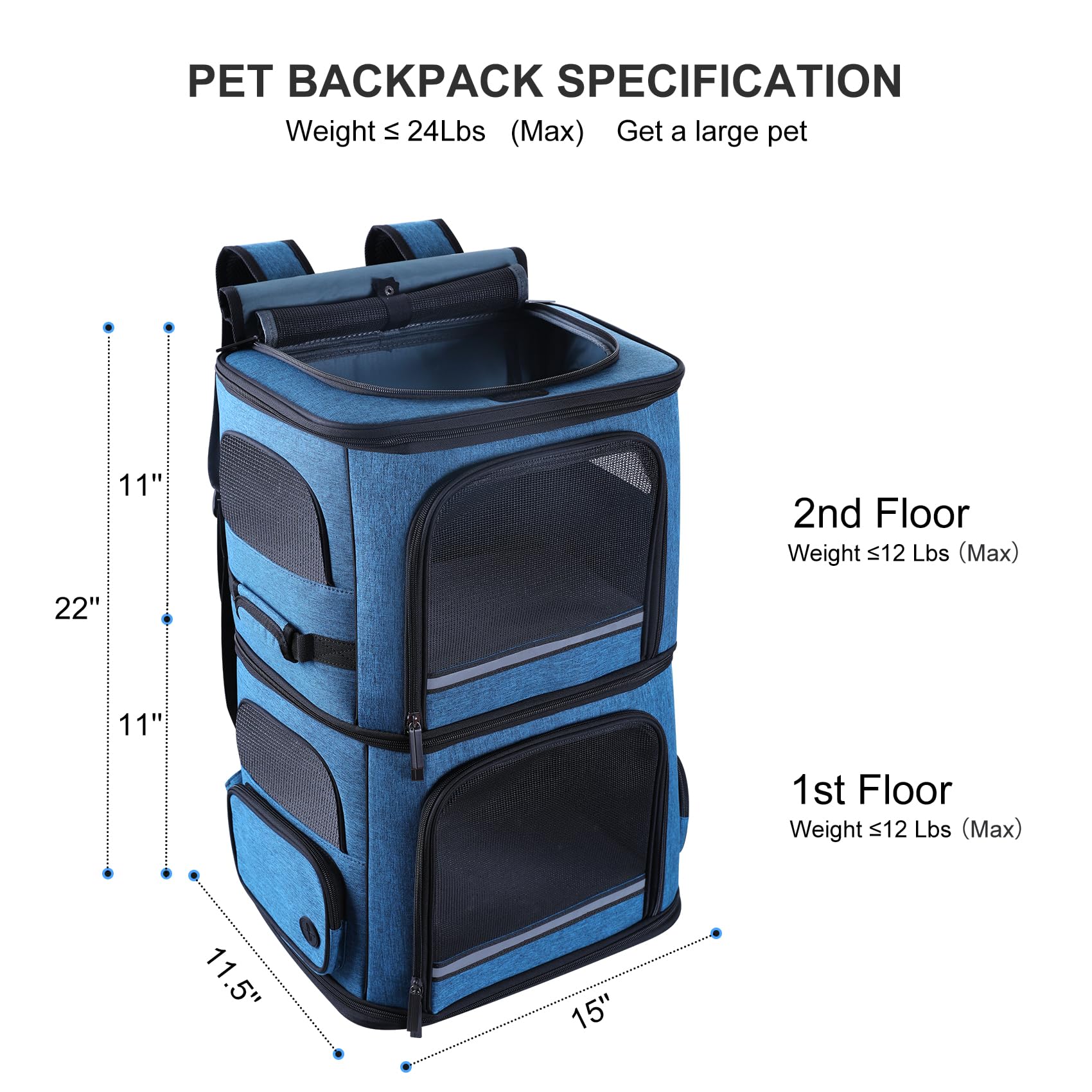 Double Cat Carrier For 2 Cats,Dog Backpack Carrier For Medium Dogs,Double Compartment Pet Carrier Backpack For Dual Pets,For Out