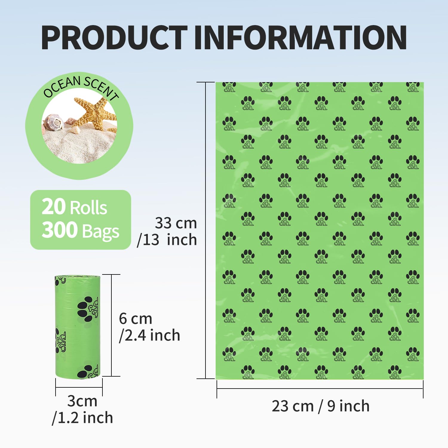 Mygodpet Dog Poop Bags Rolls 300 Count Biodegradable Poop Bags Refills For Dog And Cat Ocean Soap Scented Waste Bag Leak Proof D