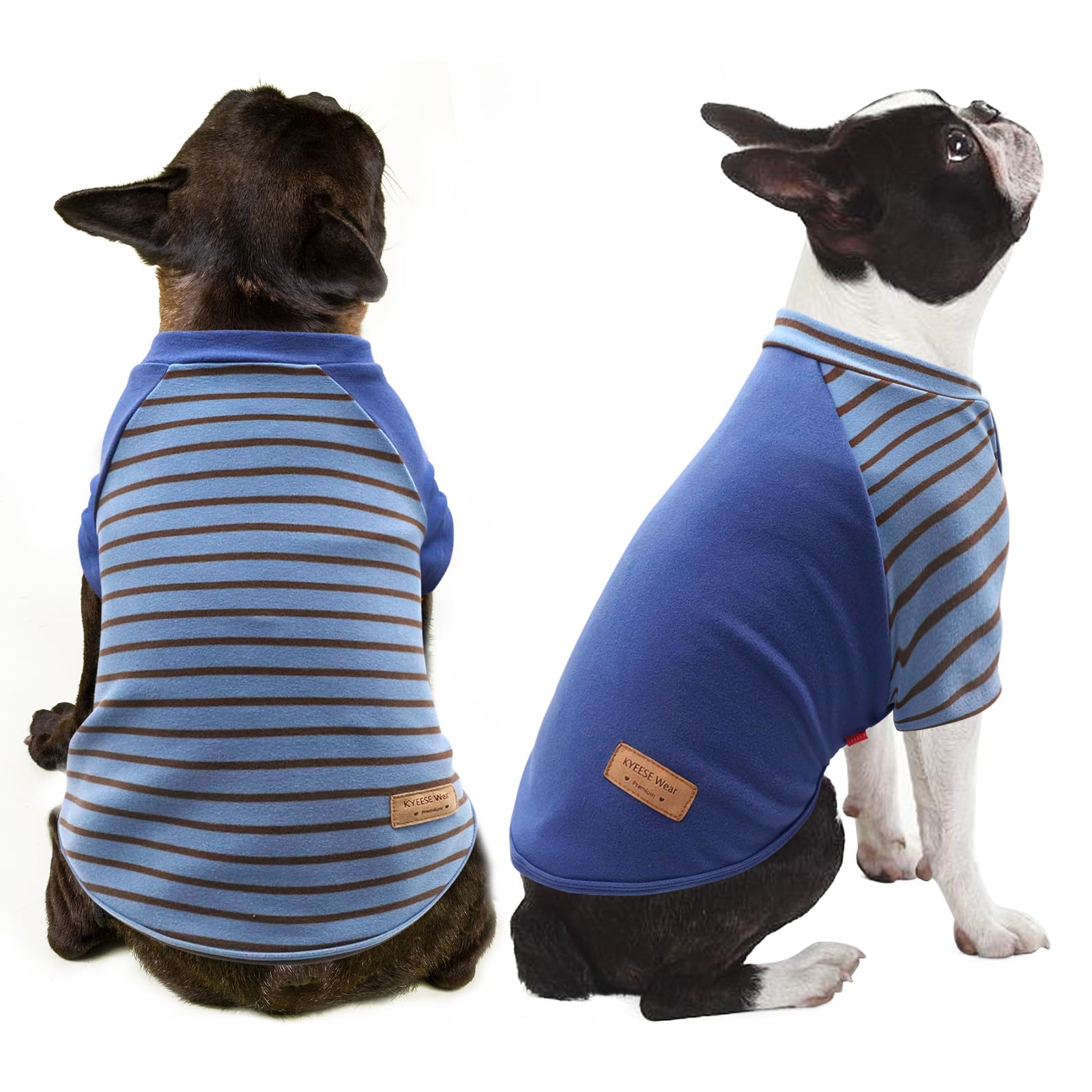 Kyeese Dog Shirt (2 Pack) - Super Soft Velvet, Stretchy, Lightweight, Breathable, For Small Dogs, Blue, M (17'' Chest, Turtle Ne