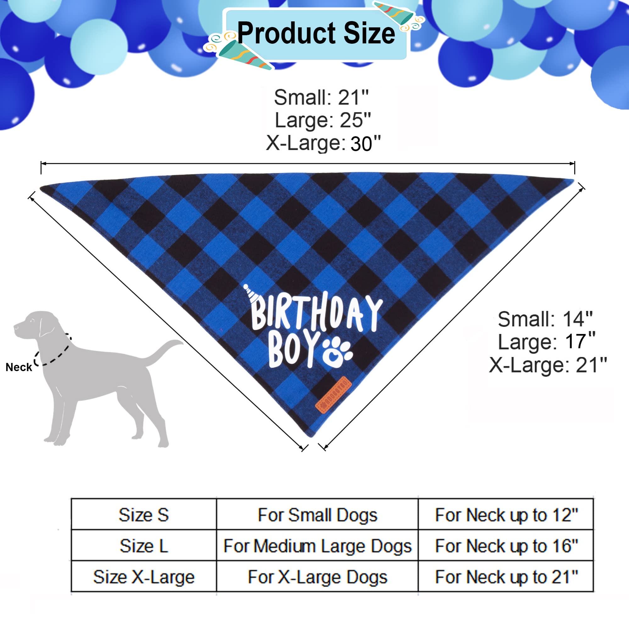 Adoggygo Dog Birthday Party Supplies, Multi Size Offered, Blue Dog Birthday Hat Bandana Numbers Bow Set For Large X-Large Dogs P