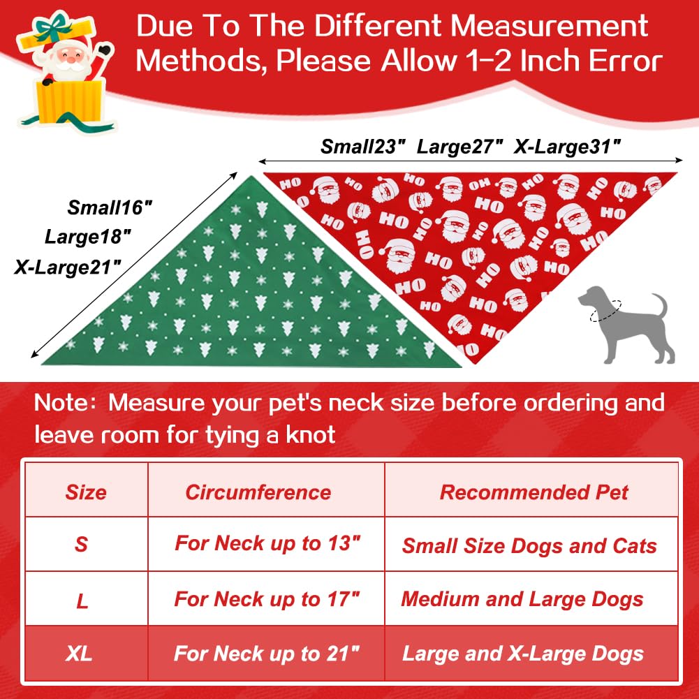 Vivifying Dog Christmas Bandana, 2 Pack Santa Claus And Christmas Tree Pet Scarves For Large And Extra Large Dogs, Holiday Pet C