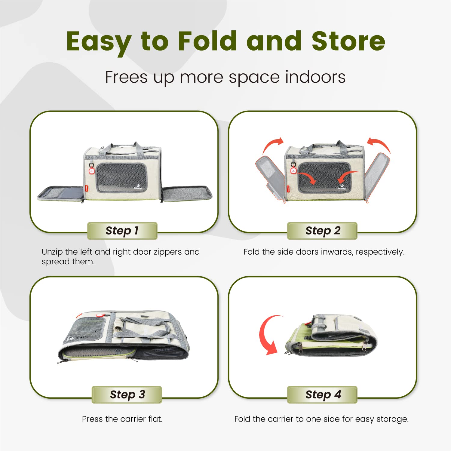 Pawaii Cat Carrier With Id Tag, Tsa Airline Approved Cat Carrier, Soft Sided Collapsible Pet Travel Carrier, Foldable Cat Travel Bag, Protable, Comfortable, Convenient Pet Travel Carrier