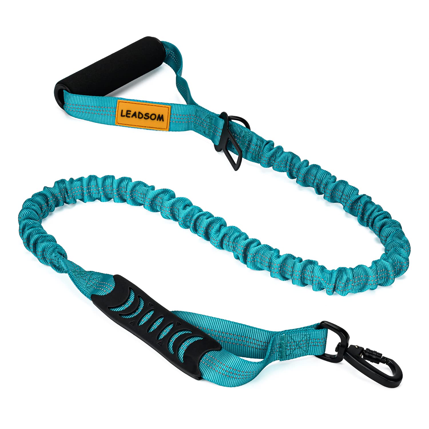 Leadsom 6Ft Highly Reflective Heavy Duty Elastic Bungee Medium And Large Dog Leash Shock Absorbing With Comfortable Padded Handl