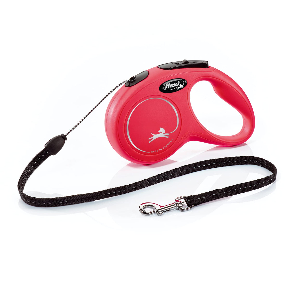 Flexi New Classic Cord Retractable Dog Leash For Small Dogs Up To 26 Lbs. – 16 Ft., Red | Tangle-Free Pet Walking Leash With One-Handed Brake, Pause, Lock|German Quality Product