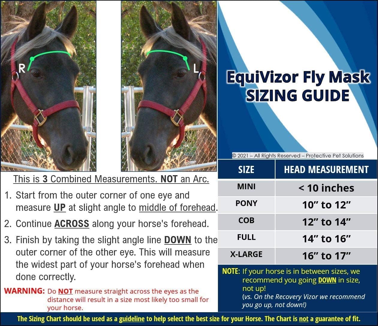 EquiVizor 95% UV Eye Protection (XL) Horse Fly Mask with Ears. Designed to Stay On Your Horse, Off The Ground.
