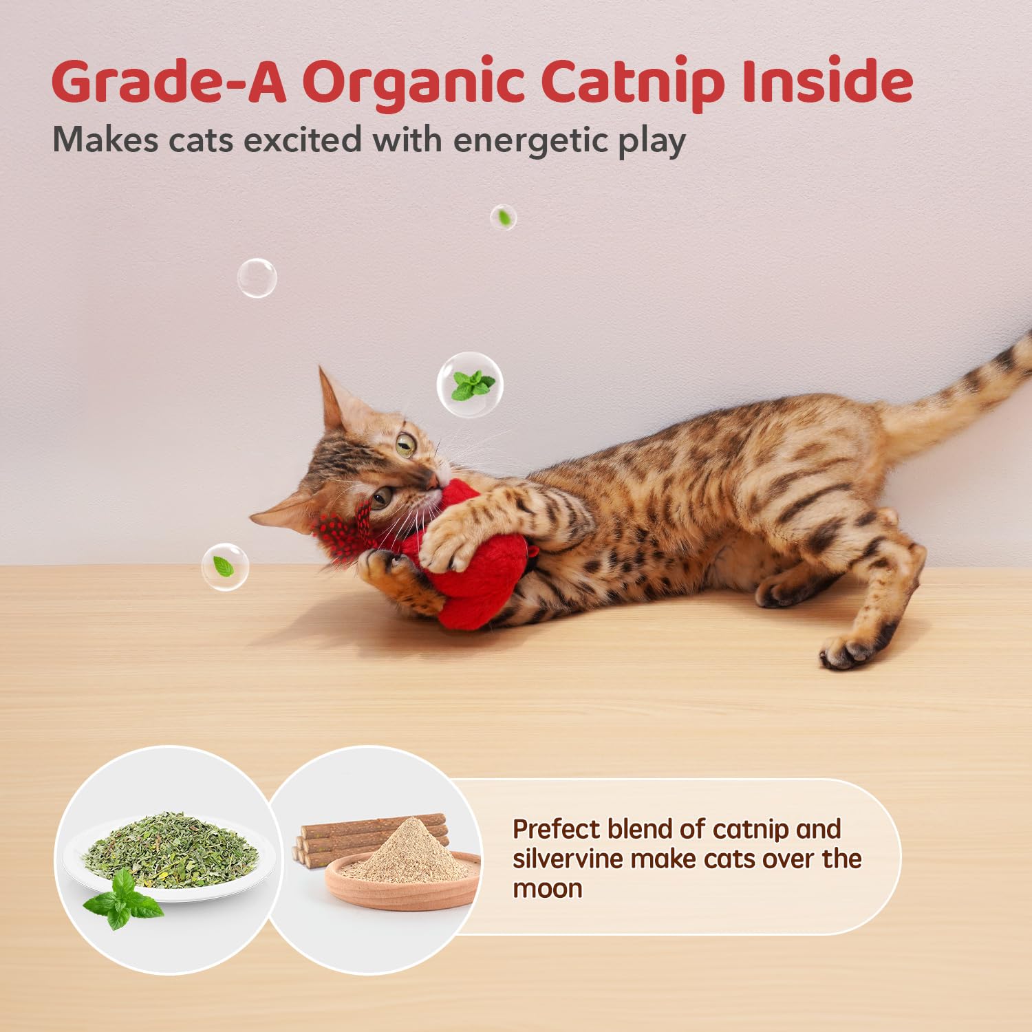 Potaroma Cat Toys Chirping Birds 2 Pcs With Catnip Silvervine, Interactive Cat Kicker, Lifelike Birdie Tweets, Indoor Kitty Kitten Exercise Toys 4.0'