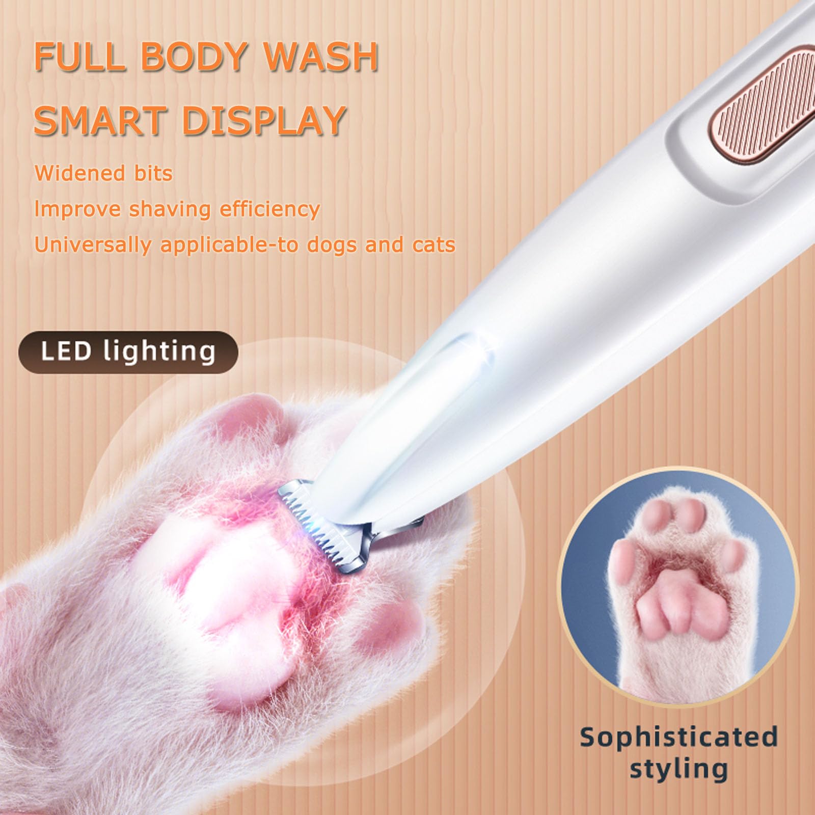 2Set 2025 Upgraded Dog Paw Trimmer With Led Light,Electric Dog Trimmer For Paws,Low Noise Waterproof Rechargeable Paw Hair Trimm