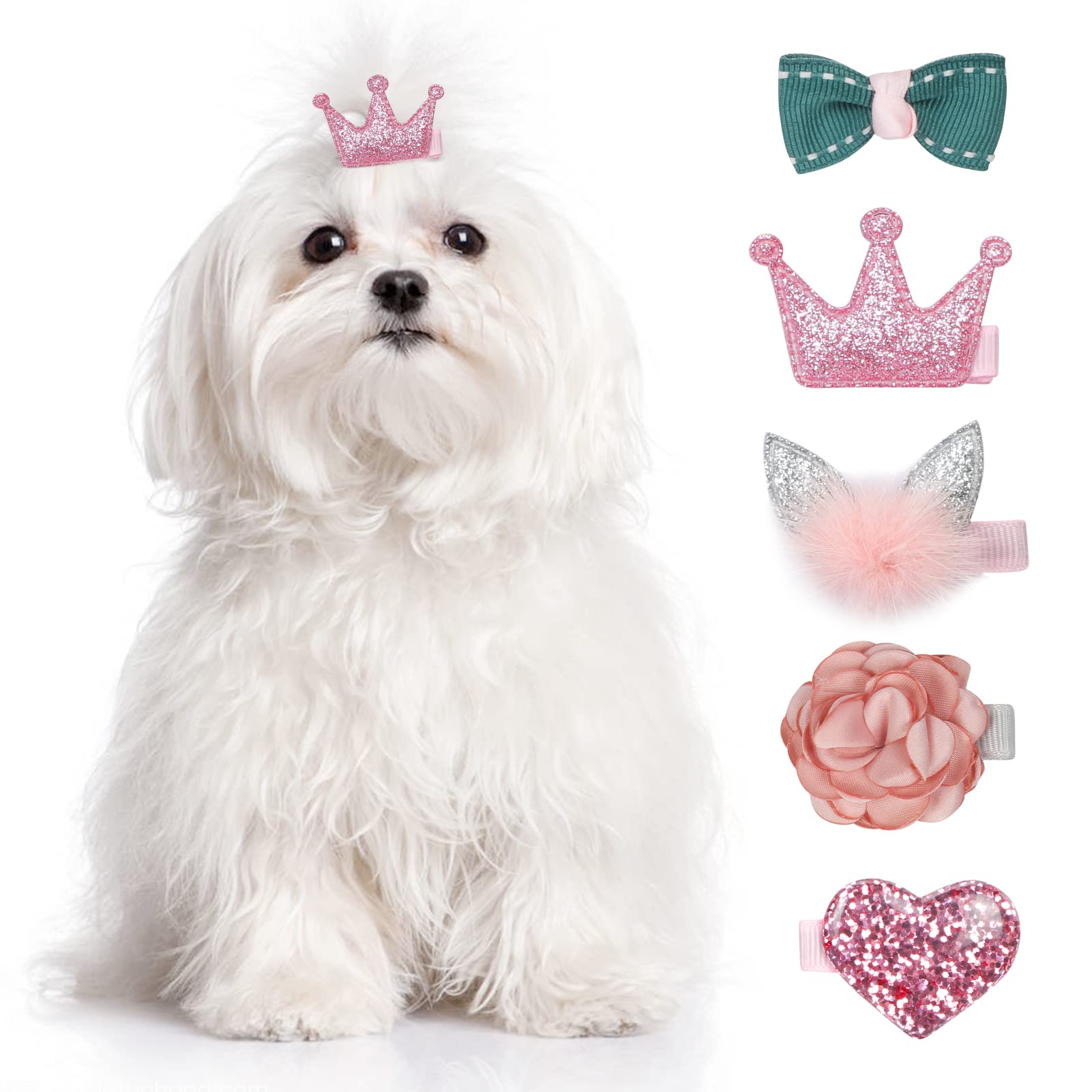 Www Small Dog Hair Clips 5 Pcs Cat Dog Hair Bows Girls Puppies Hair Barrettes Cute Bow Flower Crown Hairpin Head Flower Hair Pin