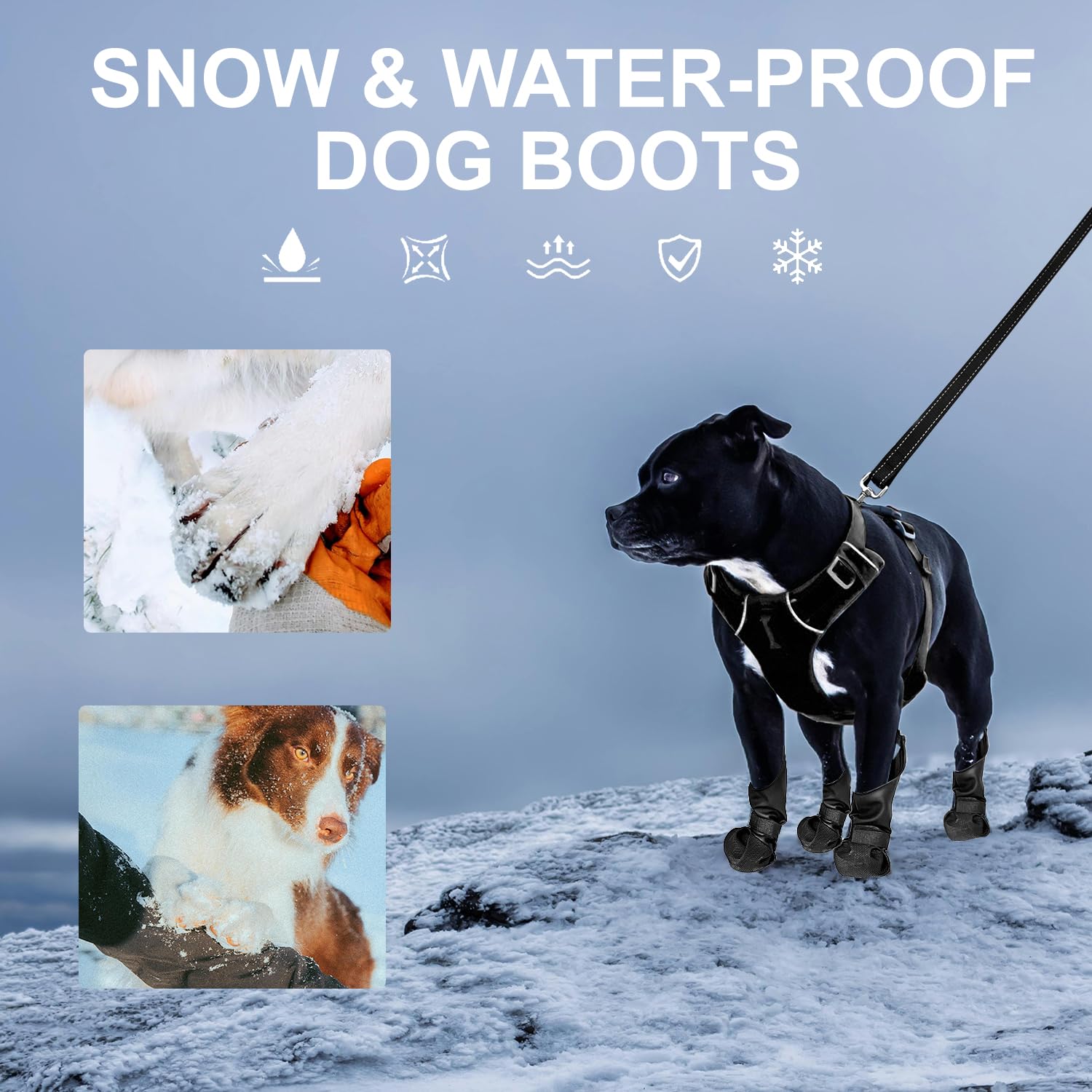 Cotati Dog Suspender Boots Waterproof Dogs Boots & Leggings,Dog Paws Shoes Protectors With Suspenders Small To Large For Snow An